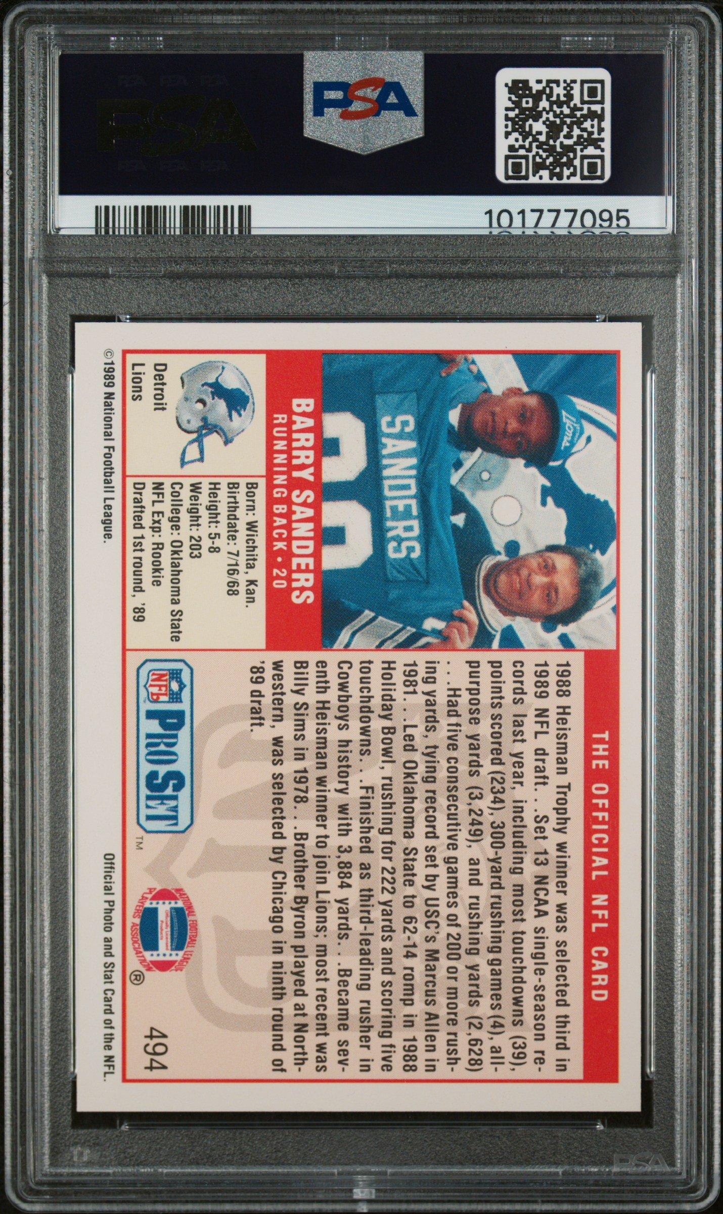 1989 Pro Set 494 Barry Sanders PSA
