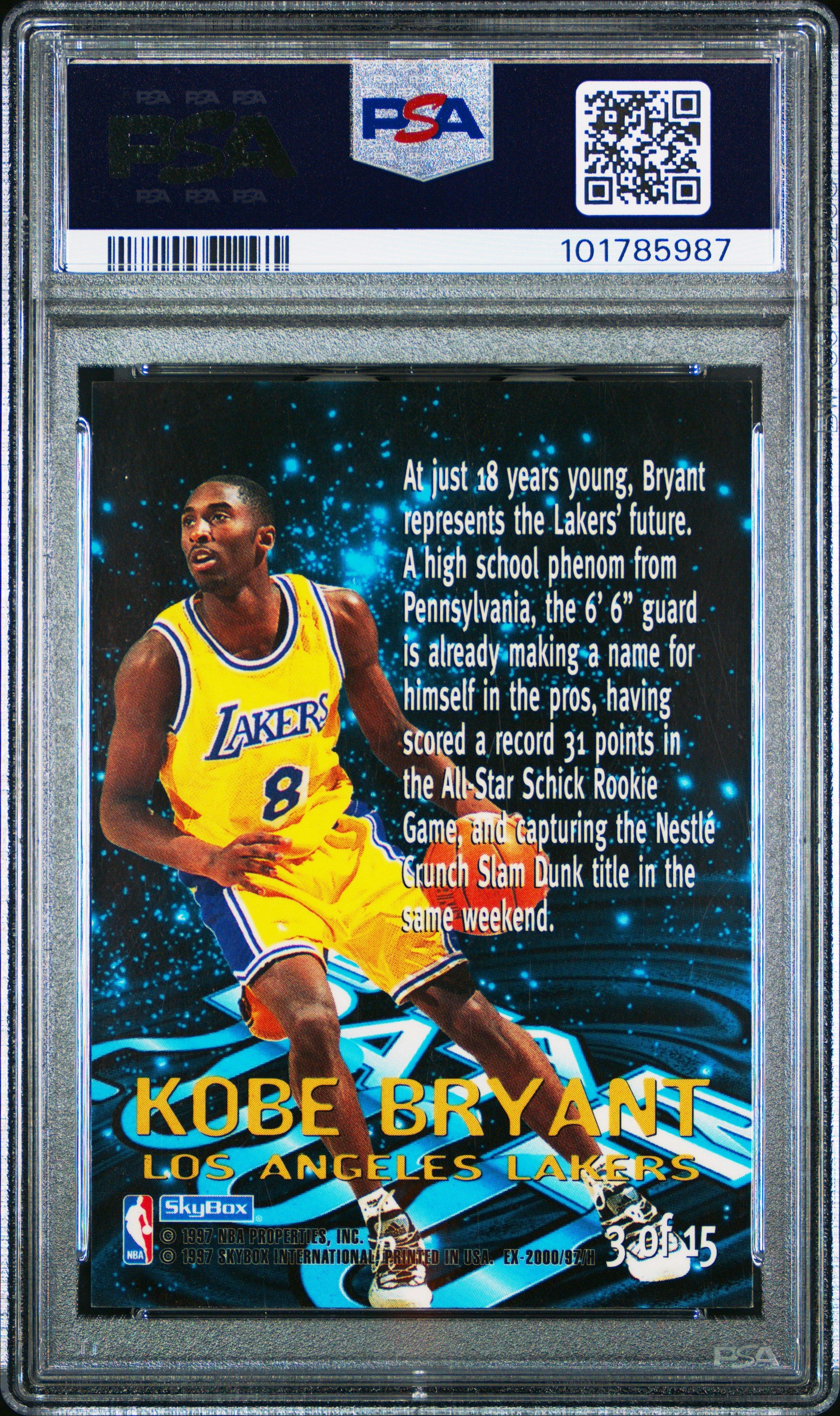 1996 Skybox E-x2000 Star Date 2000 3 Kobe Bryant PSA 8