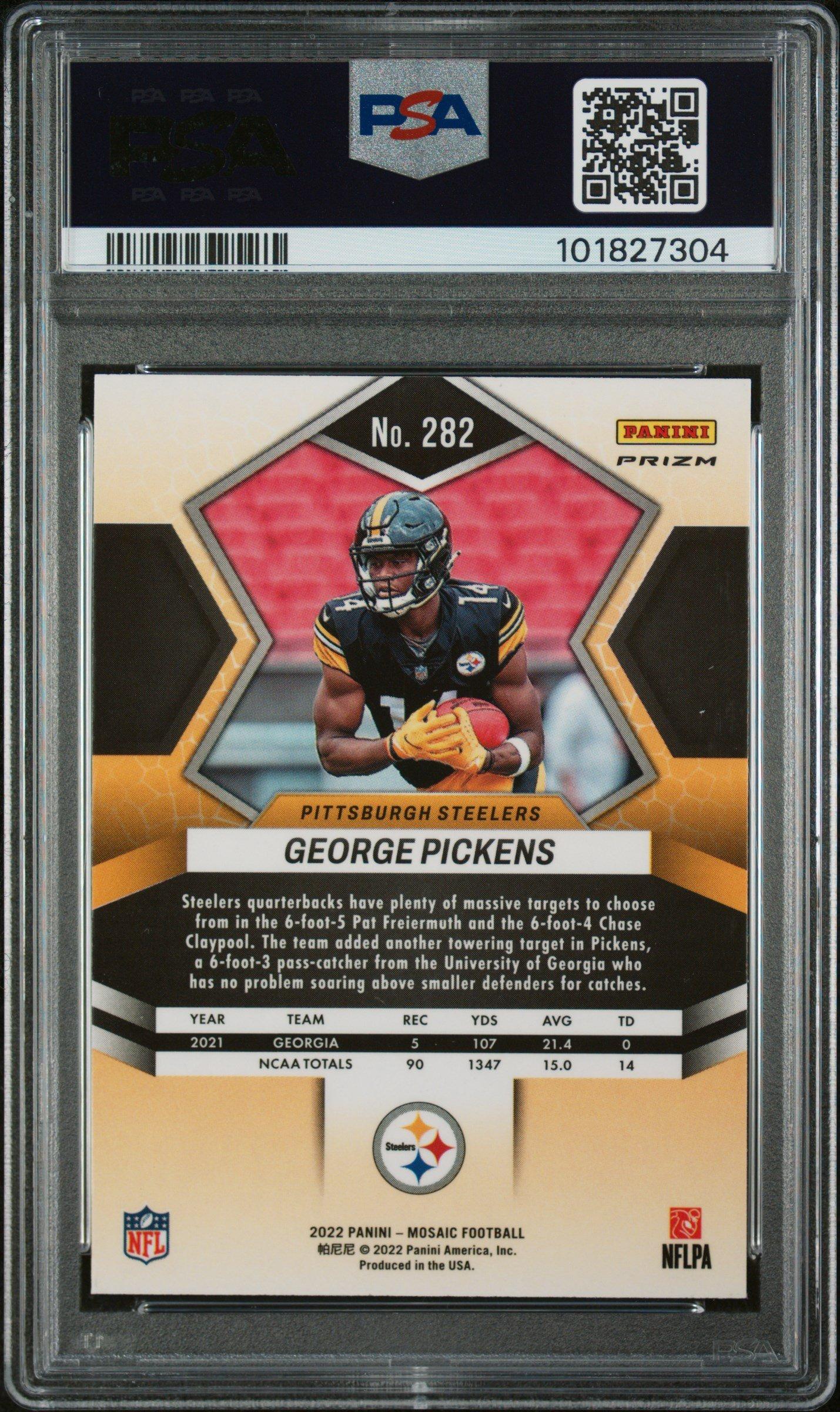 2022 Panini Mosaic 282 George Pickens Reactive Orange PSA 9