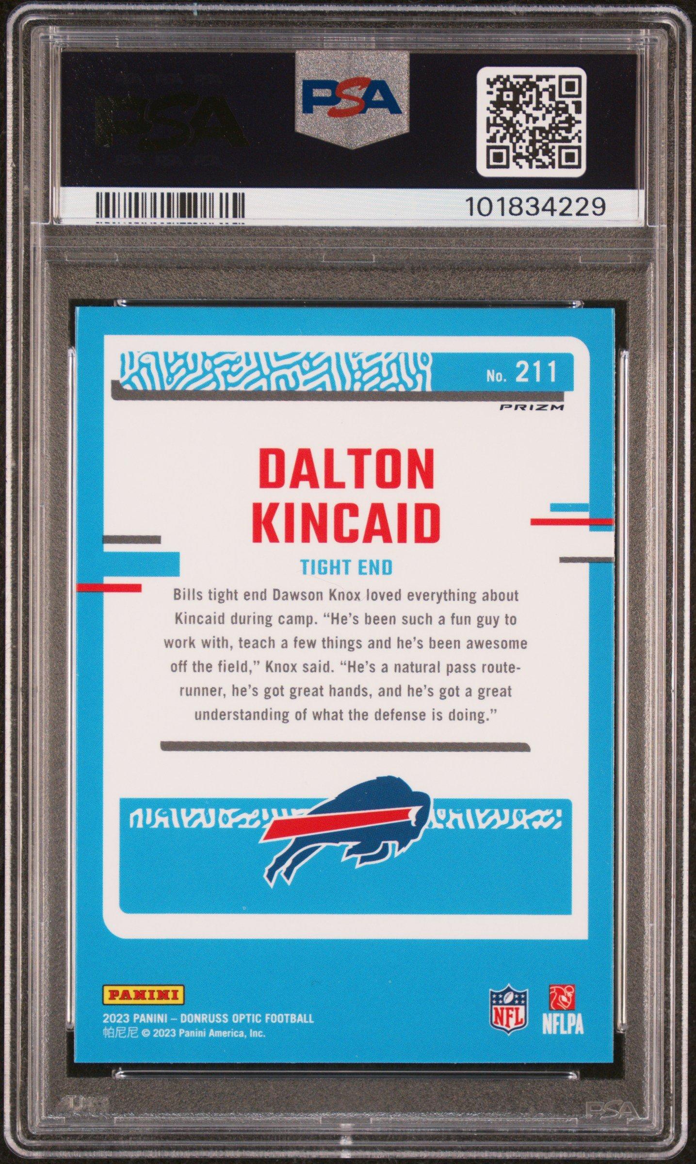 2023 Panini Donruss Optic 211 Dalton Kincaid Purple Shock PSA 10