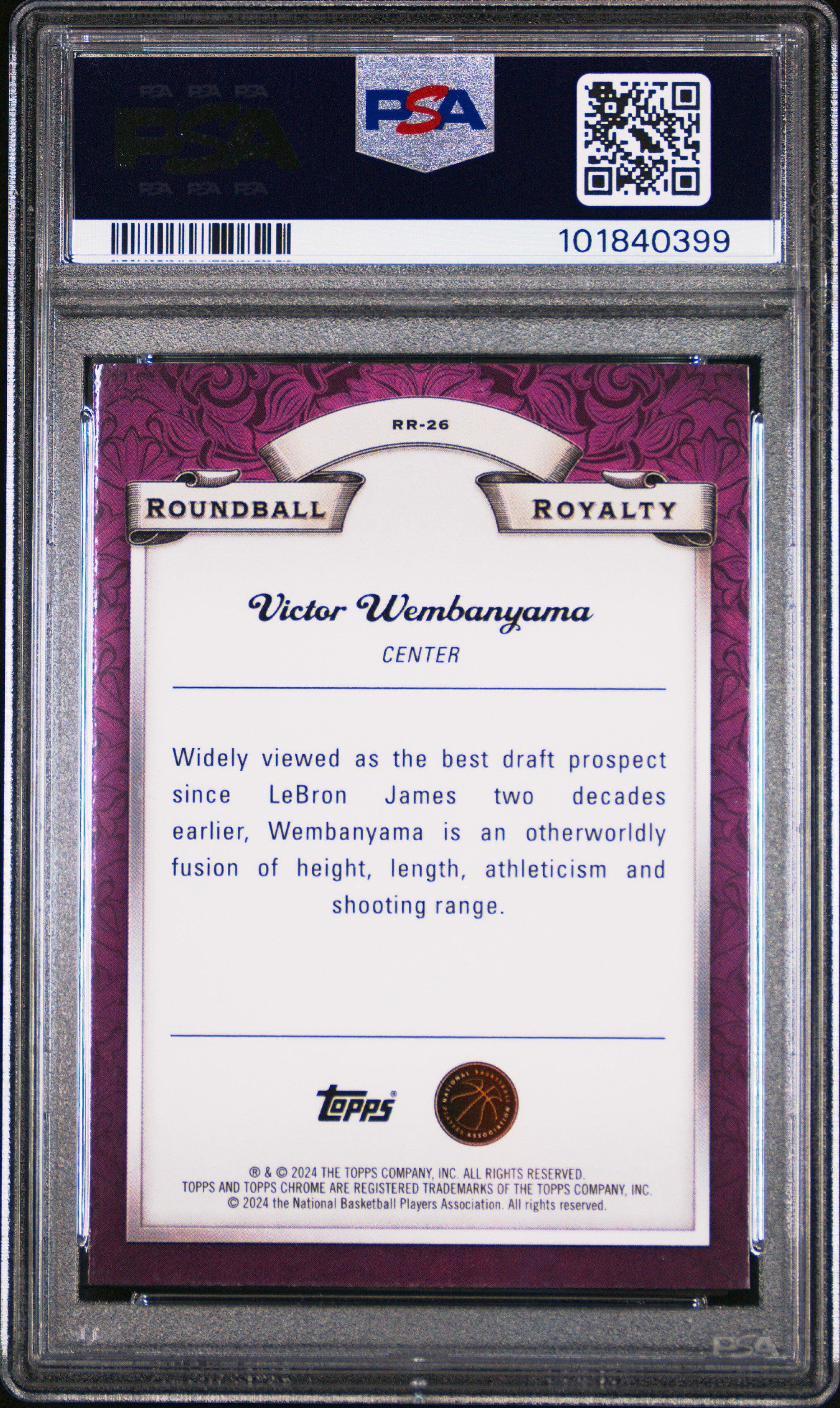 2023 Topps Chrome Roundball Royalty Rr26 Victor Wembanyama Topps Refractor PSA