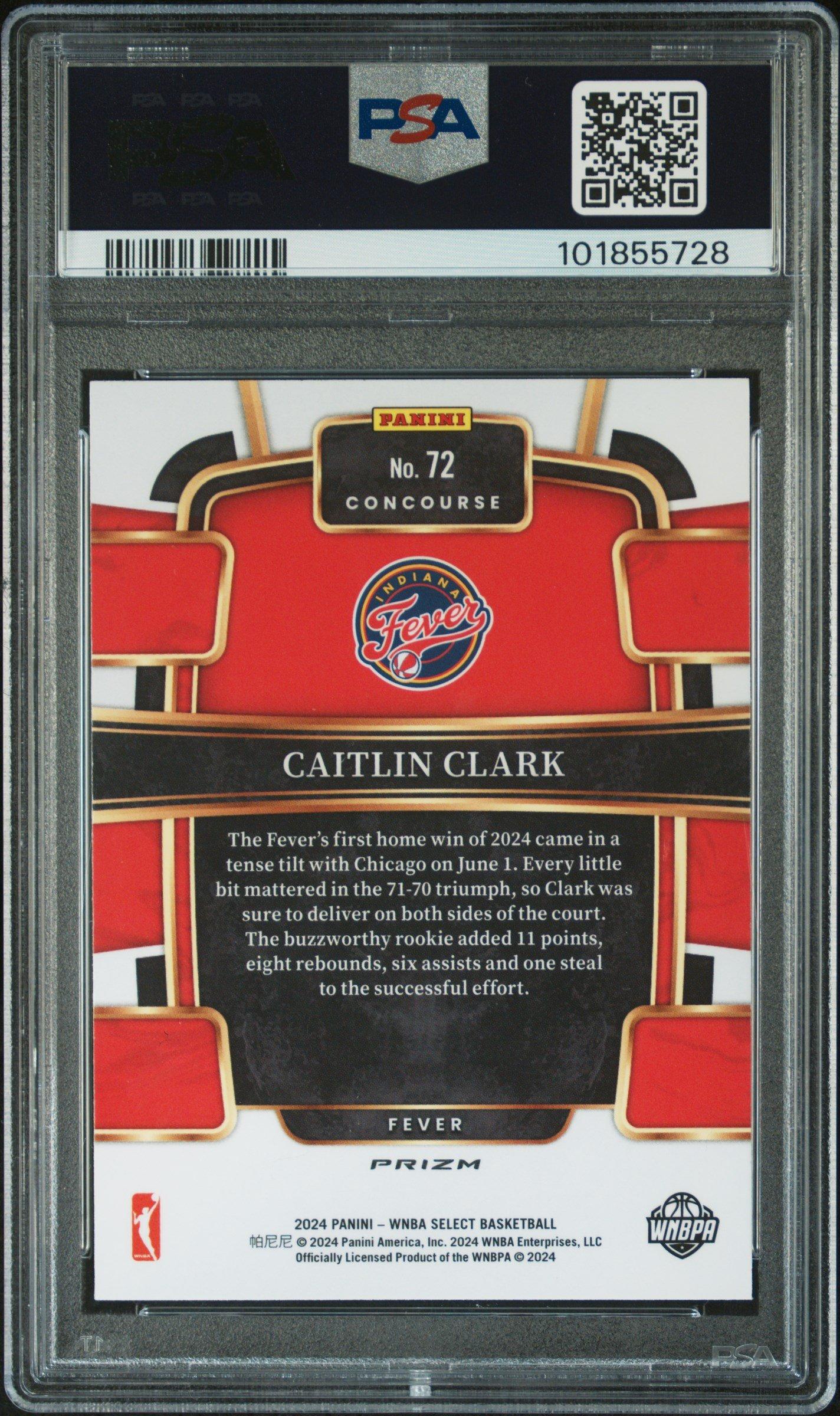 2024 Panini Select Wnba 72 Caitlin Clark Silver Prizm PSA