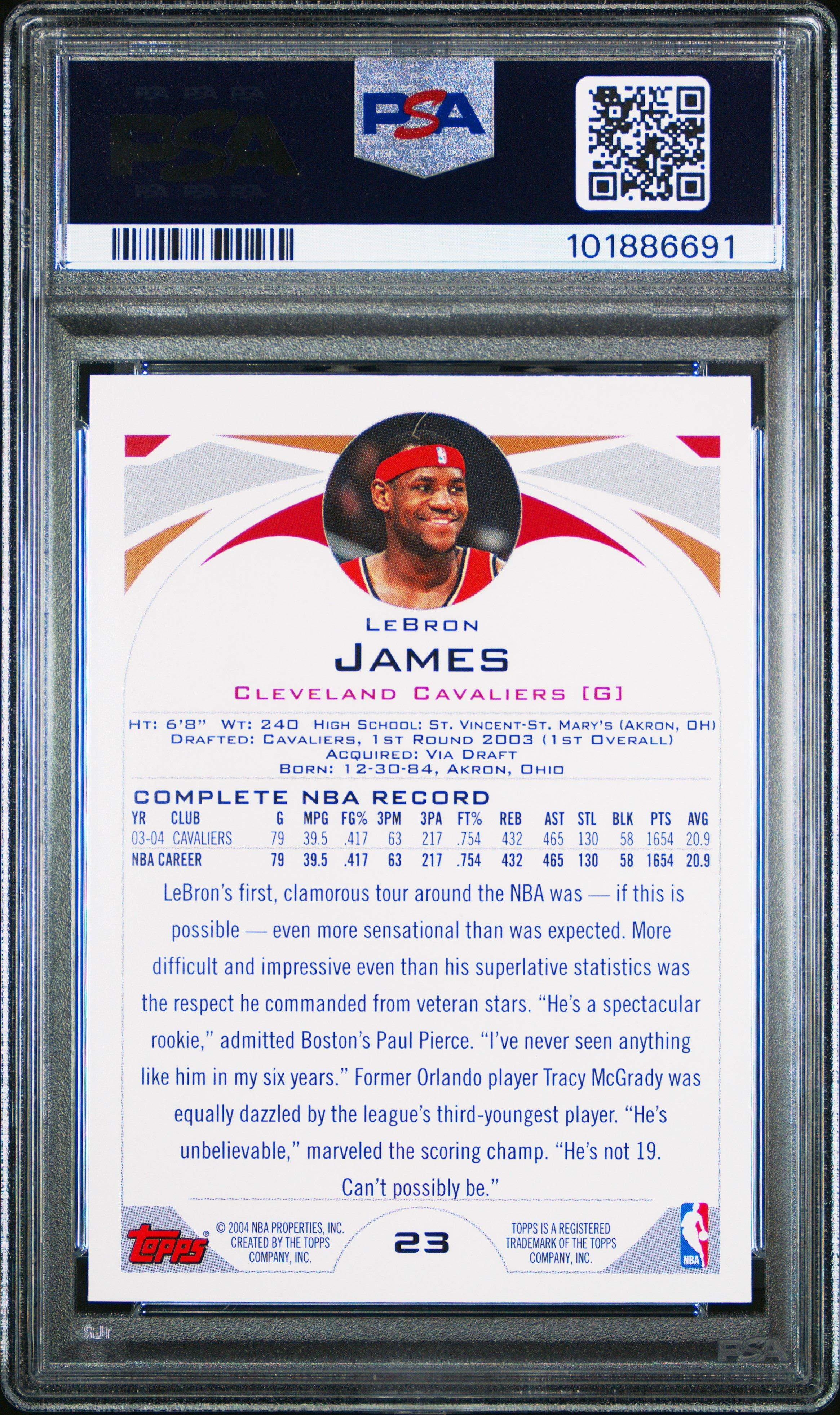 2004 Topps 23 Lebron James PSA 9