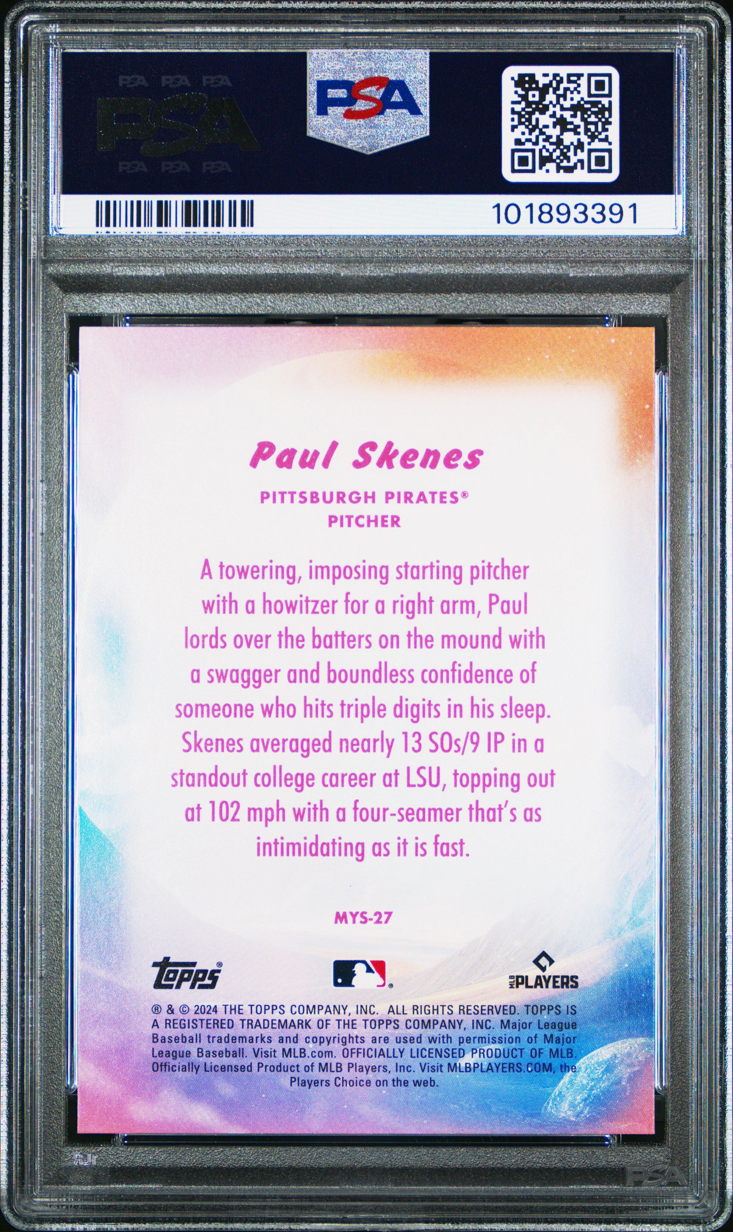 2024 Topps Update Mystical Mys27 Paul Skenes PSA 10