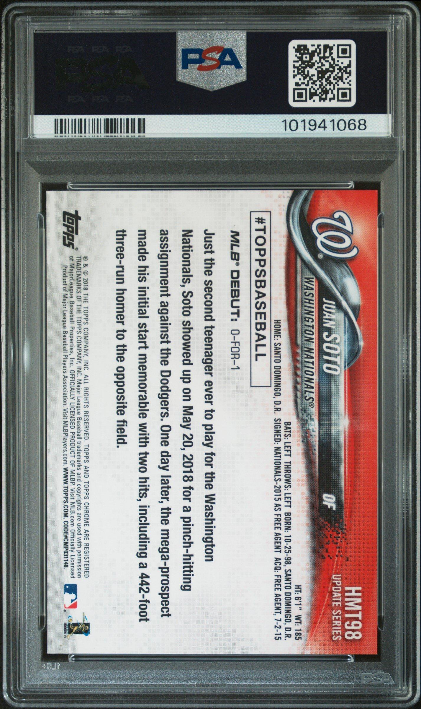 2018 Topps Chrome Update Hmt98 Juan Soto Pink Refractor PSA 10