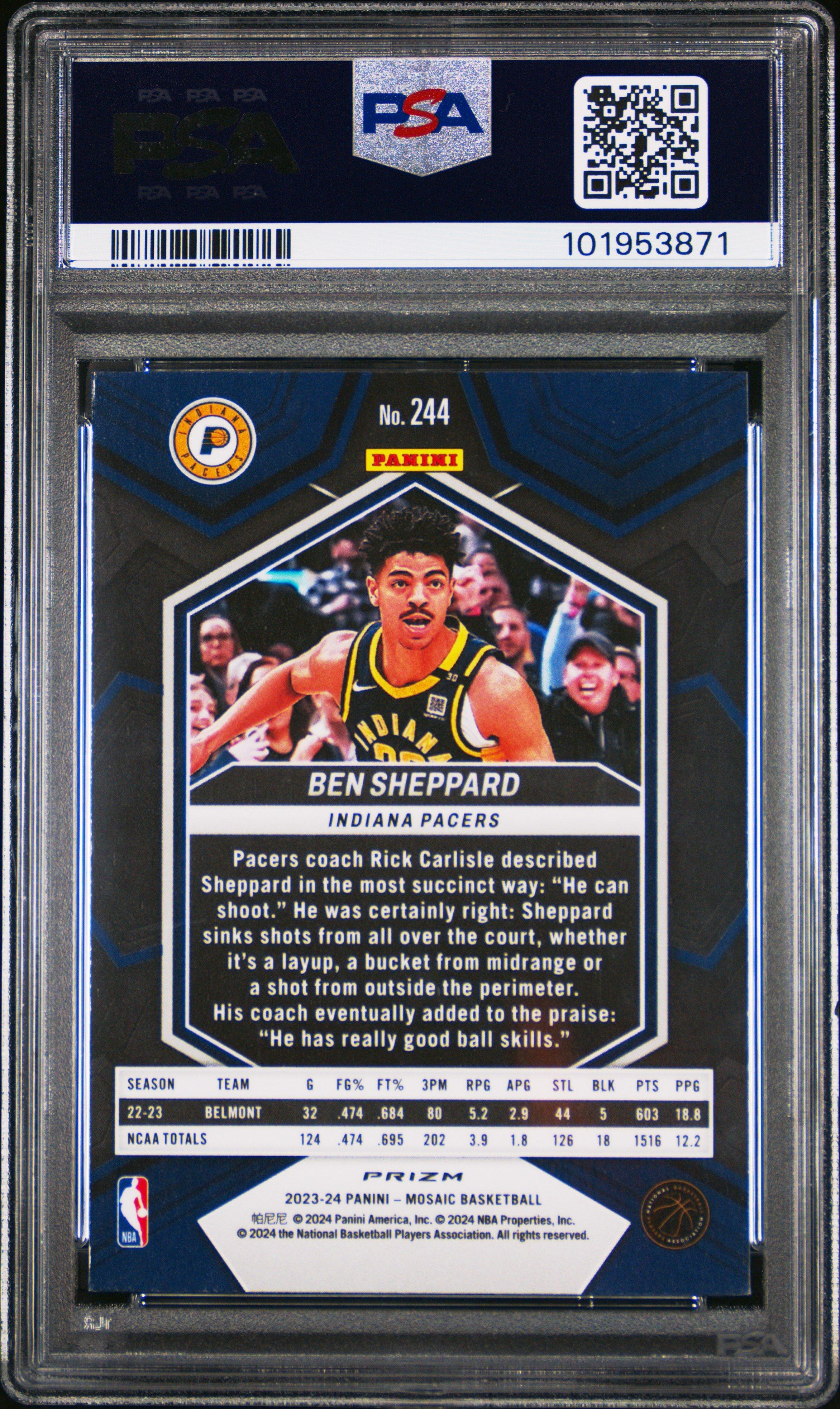 2023 Panini Mosaic 244 Ben Sheppard Genesis PSA 9