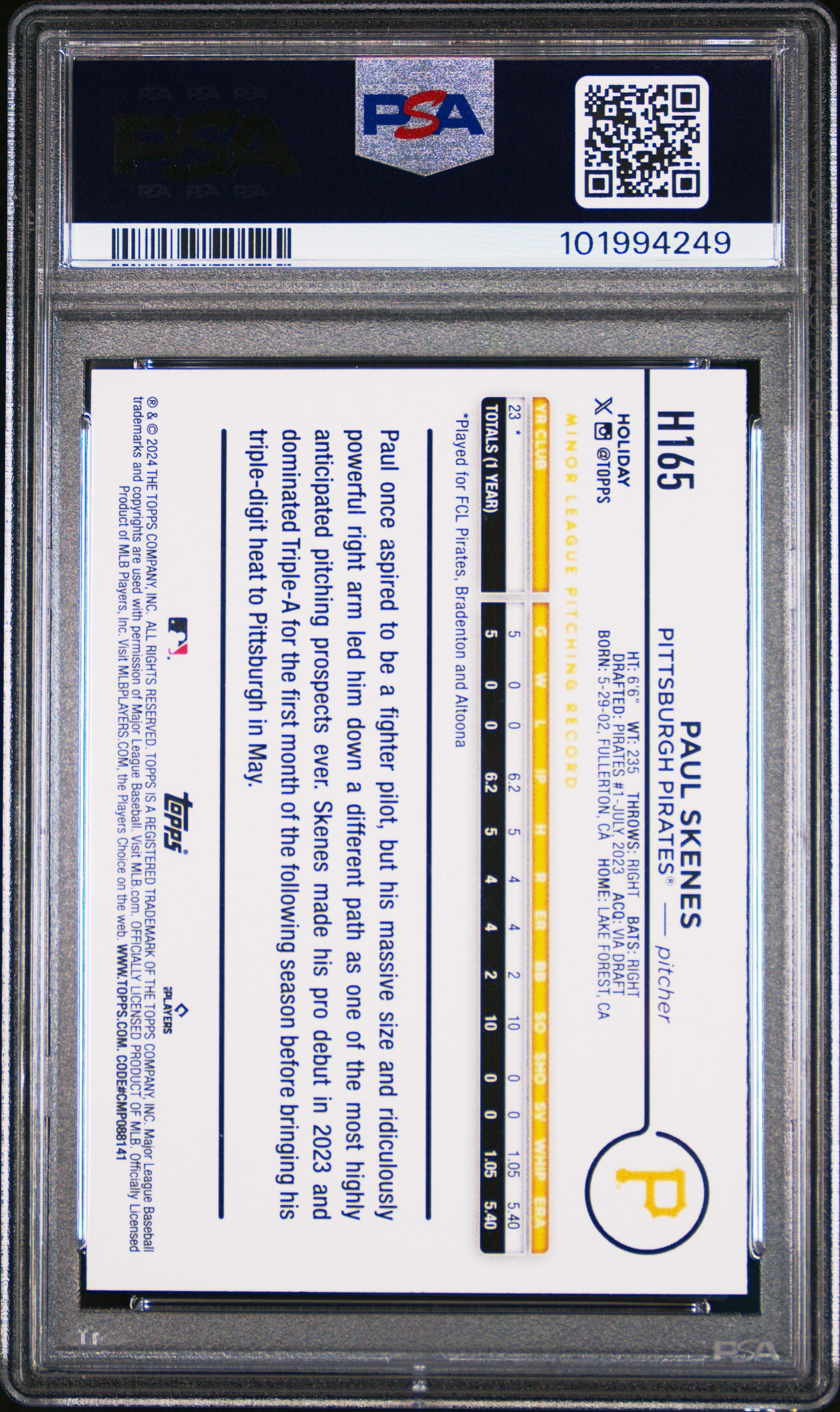 2024 Topps Holiday H165 Paul Skenes PSA 10 Graded Card | GameStop