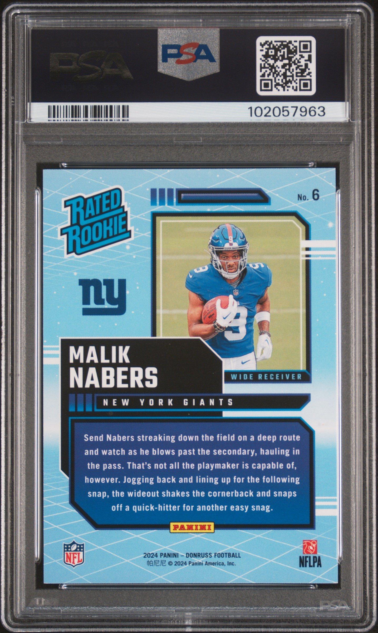 2024 Panini Donruss Rated Rookies Retro 6 Malik Nabers PSA