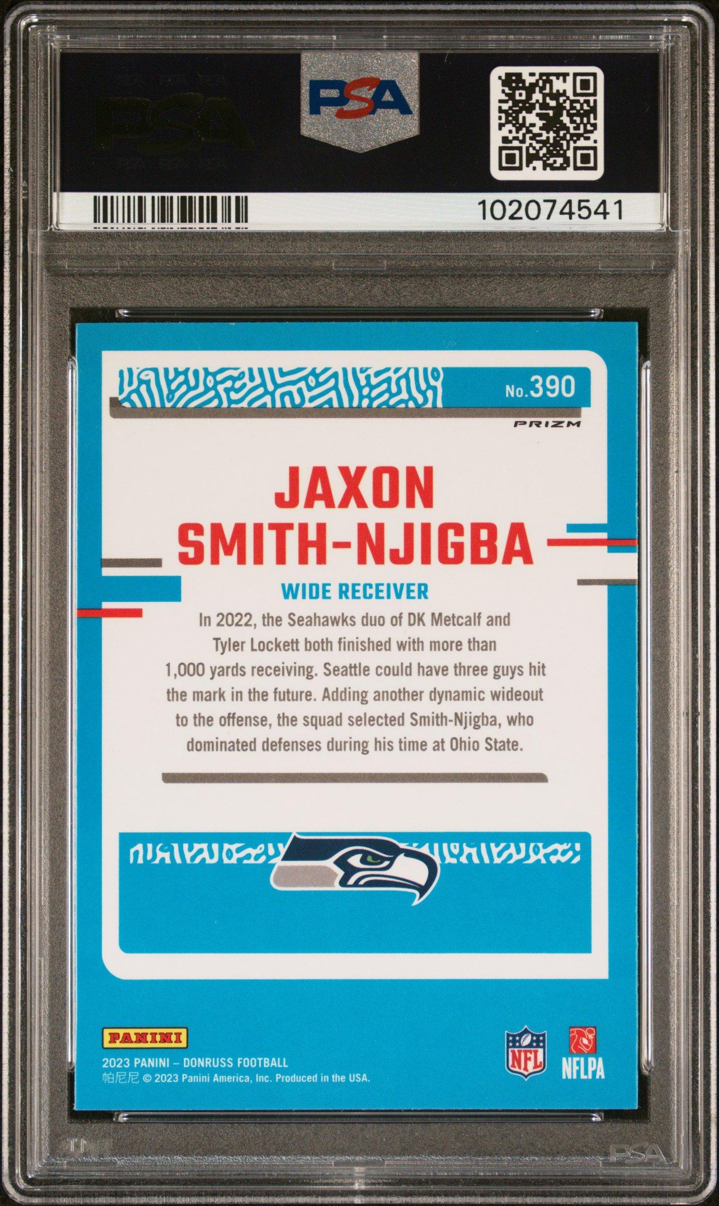 2023 Panini Donruss 390 Jaxon Smith-njigba Optic Preview-red & Green PSA 10