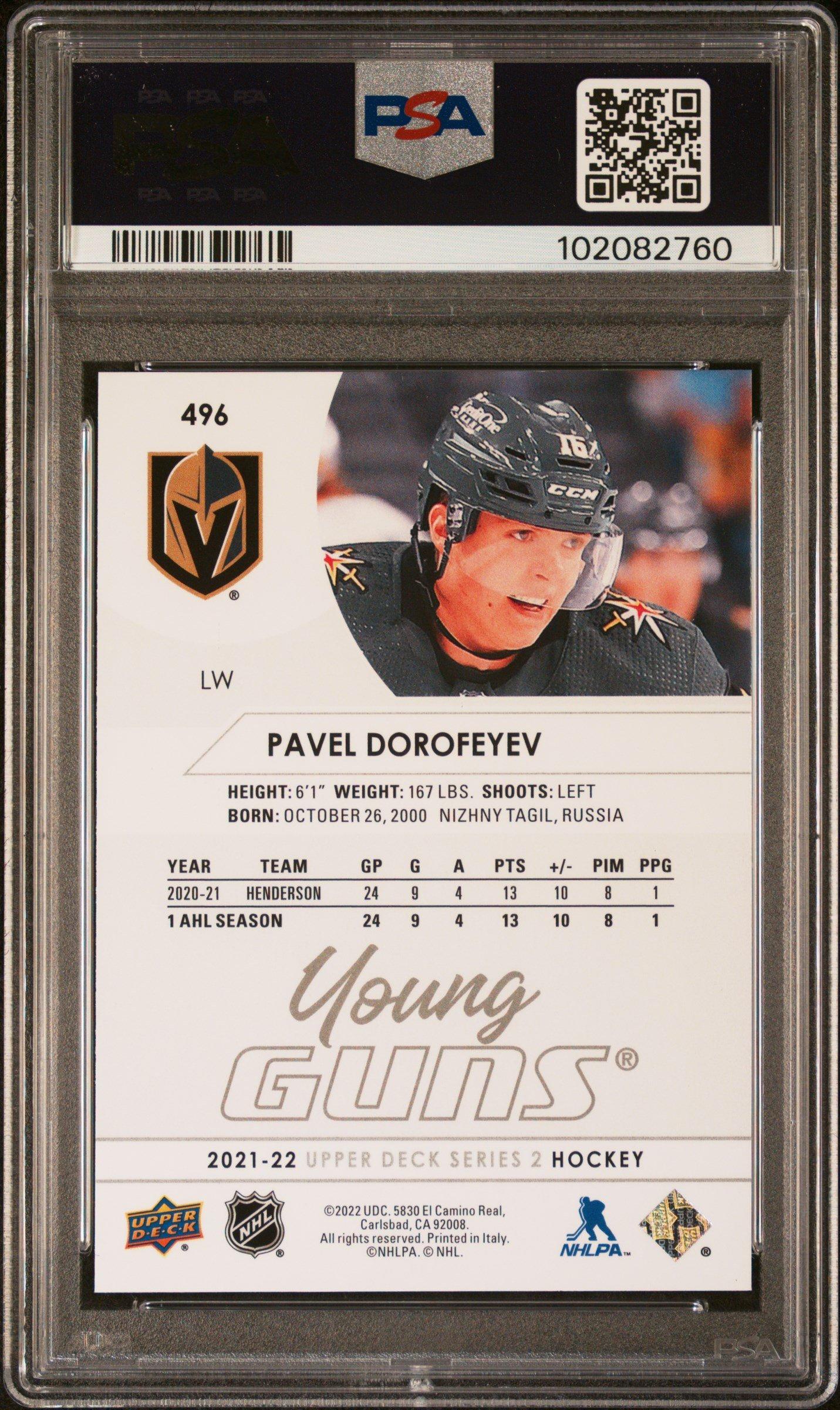 2021-2022 Upper Deck 496 Pavel Dorofeyev PSA 10