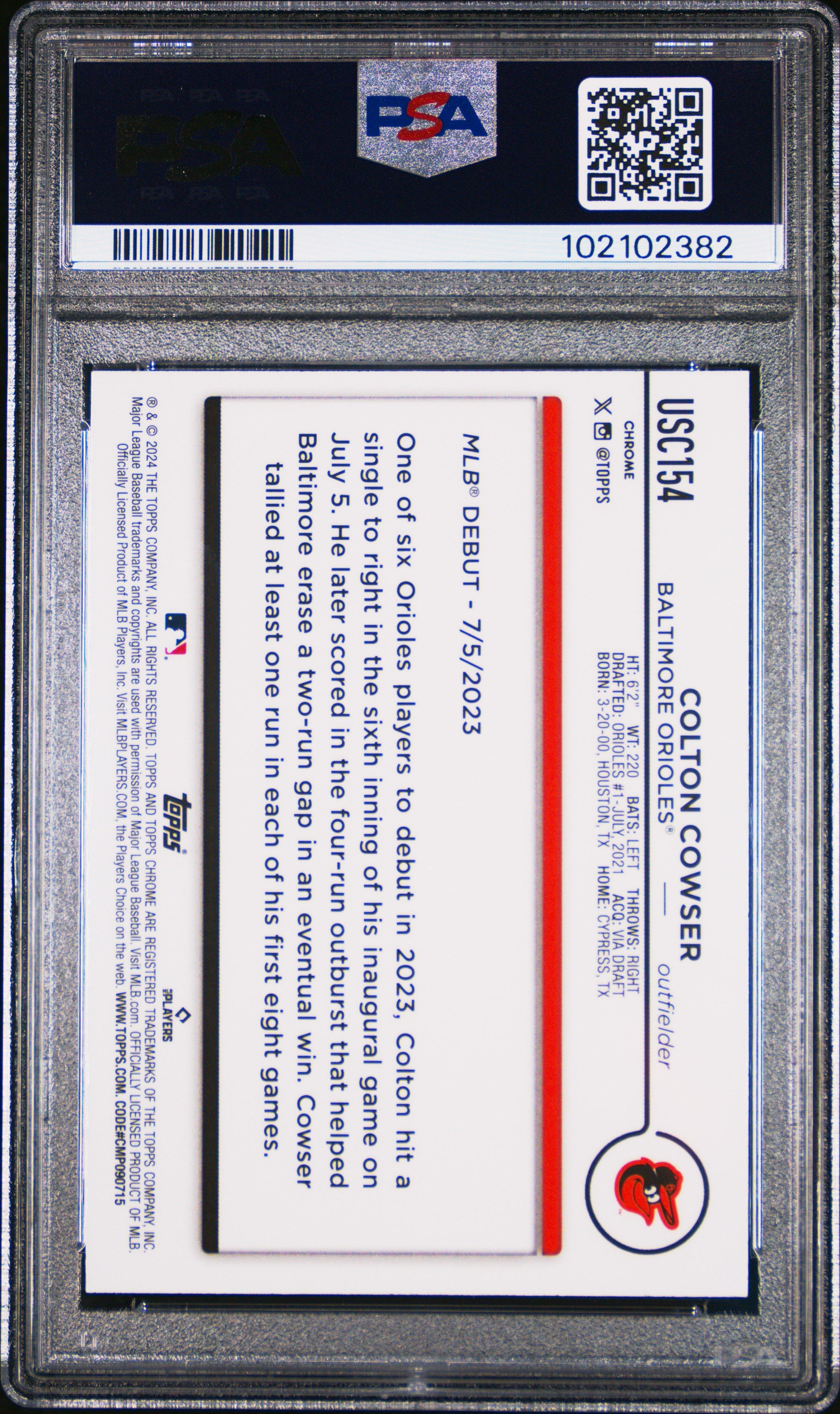 2024 Topps Chrome Update Usc154 Colton Cowser X-fractor PSA 10