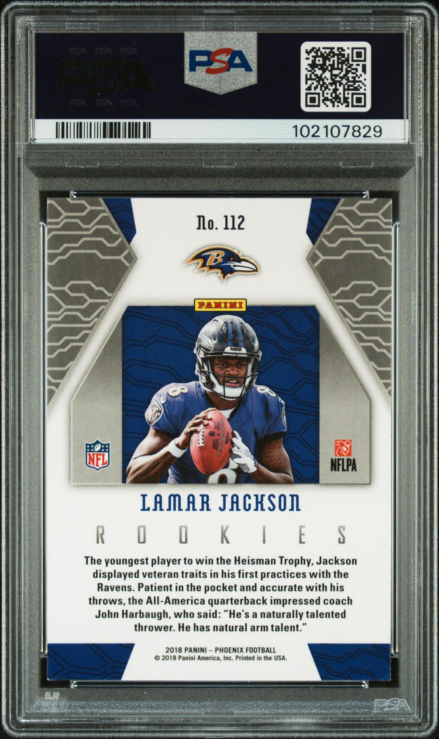 2018 Panini Phoenix 112 Lamar Jackson PSA 9