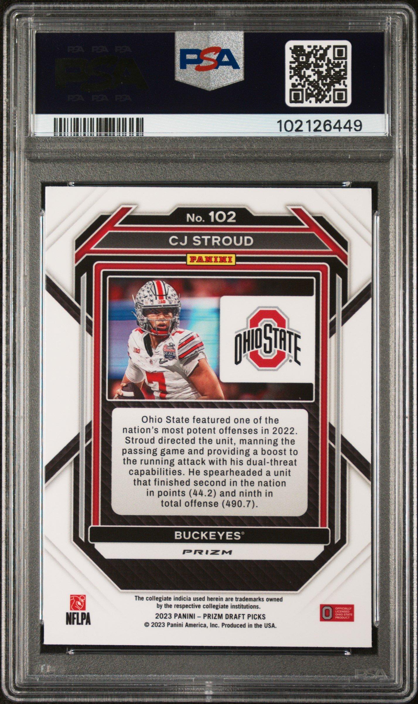 2023 Panini Prizm Draft Picks 102 Cj Stroud Gold Ice PSA