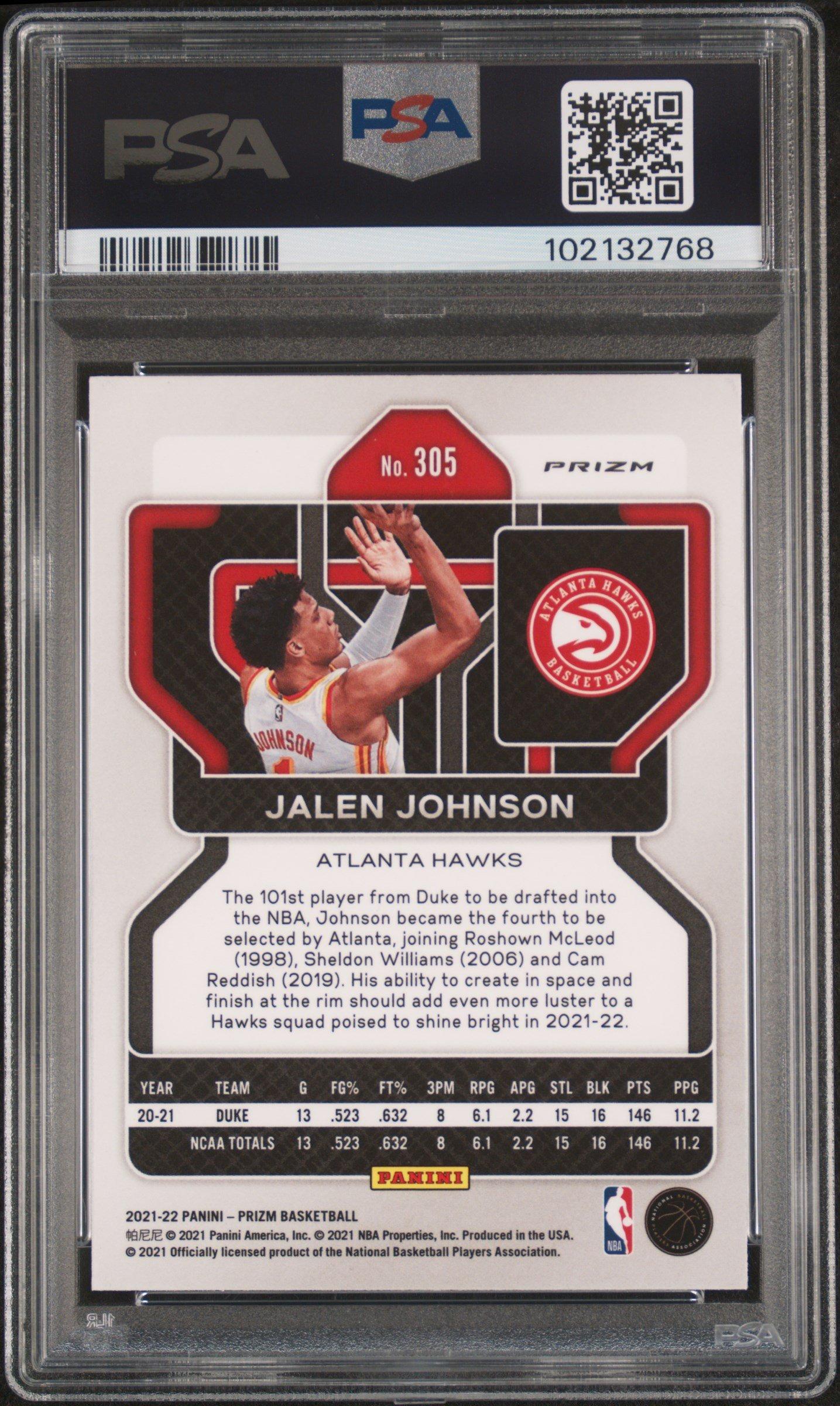 2021 Panini Prizm 305 Jalen Johnson Silver Prizm PSA 9