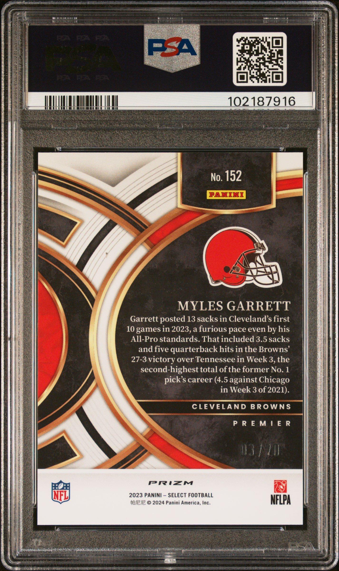 2023 Panini Select 152 Myles Garrett Dragon Scale Prizm PSA 10