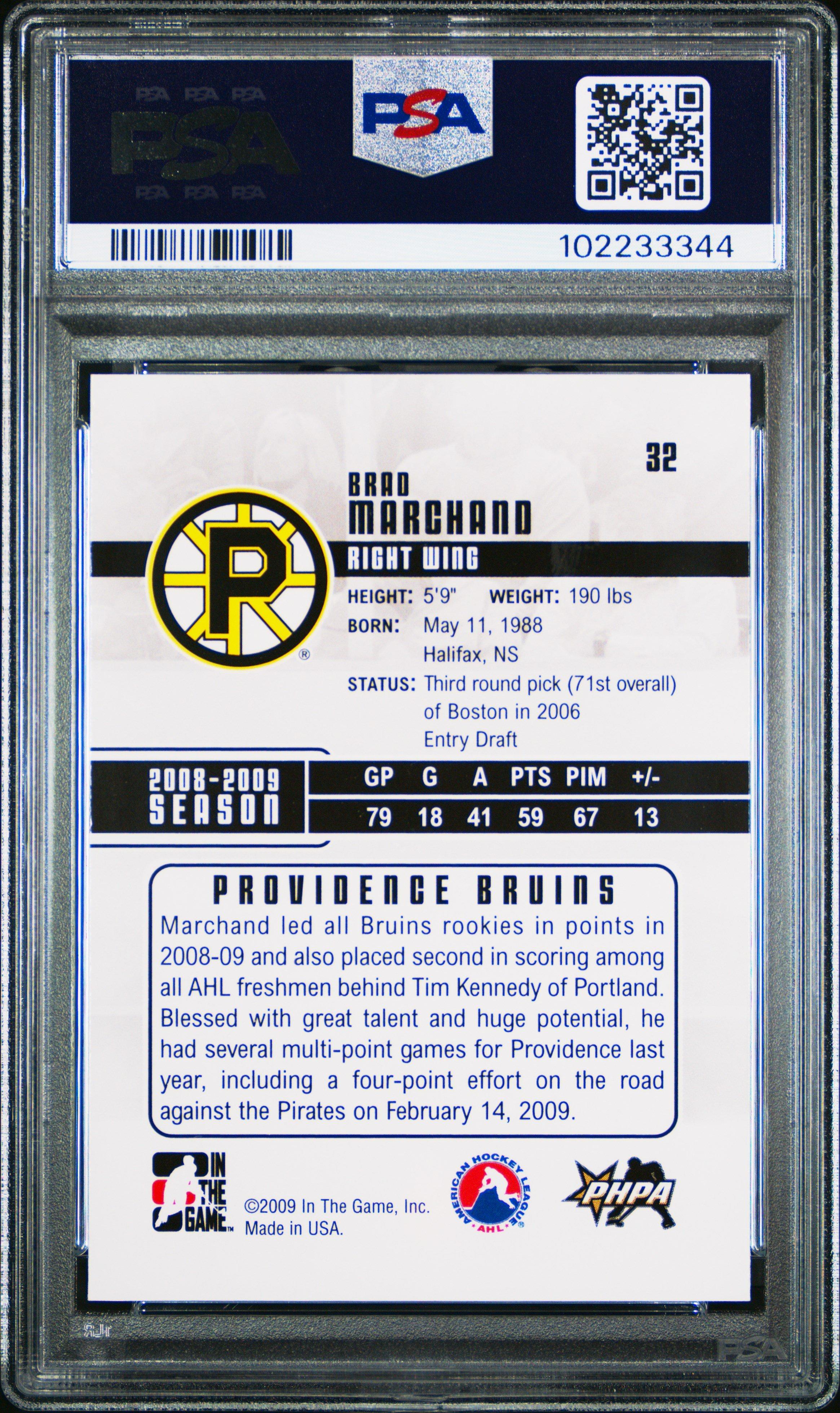 2009 Itg Heroes And Prospects 32 Brad Marchand PSA 10