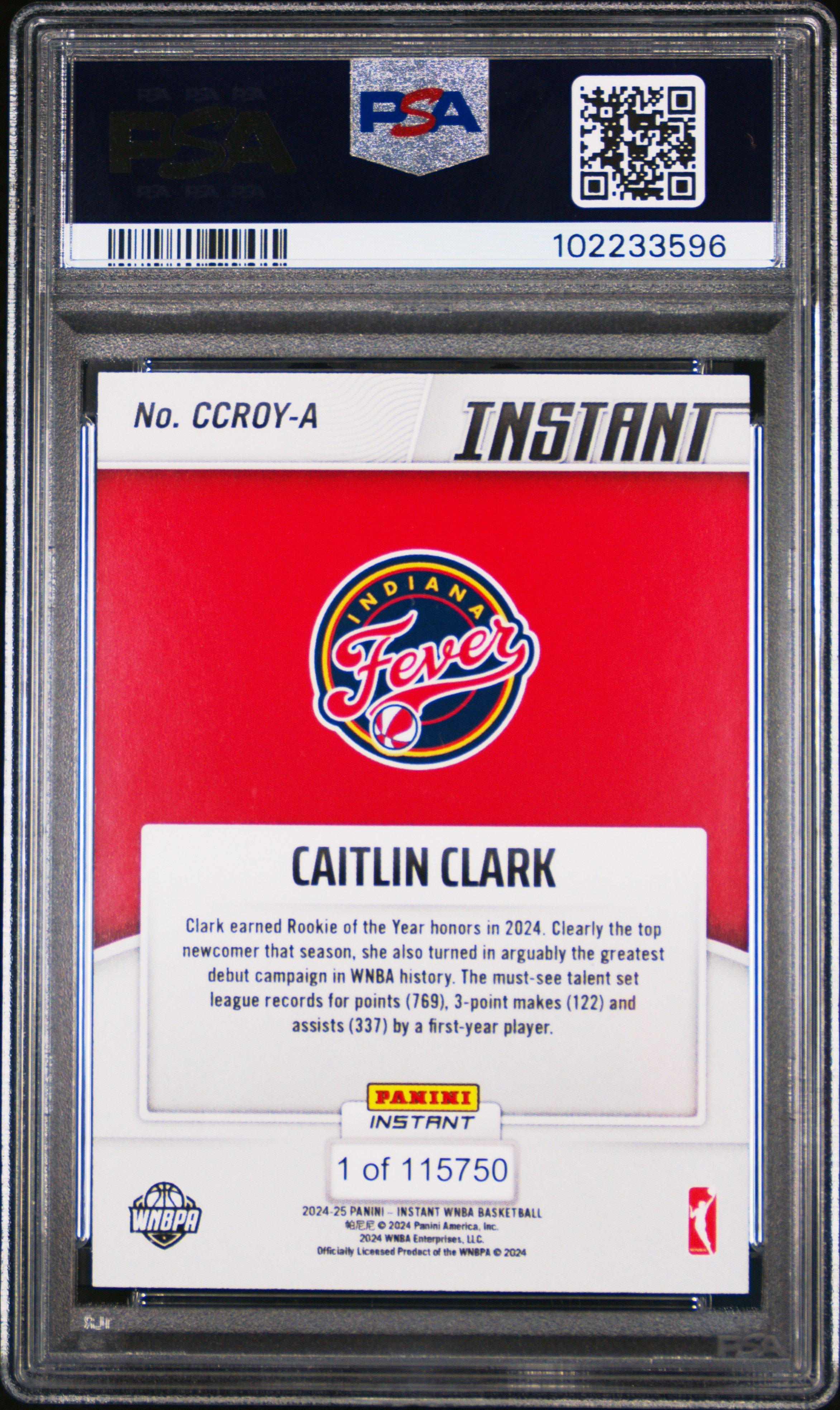 2024 Panini Instant Wnba Rookie Of The Year A Caitlin Clark PSA 9