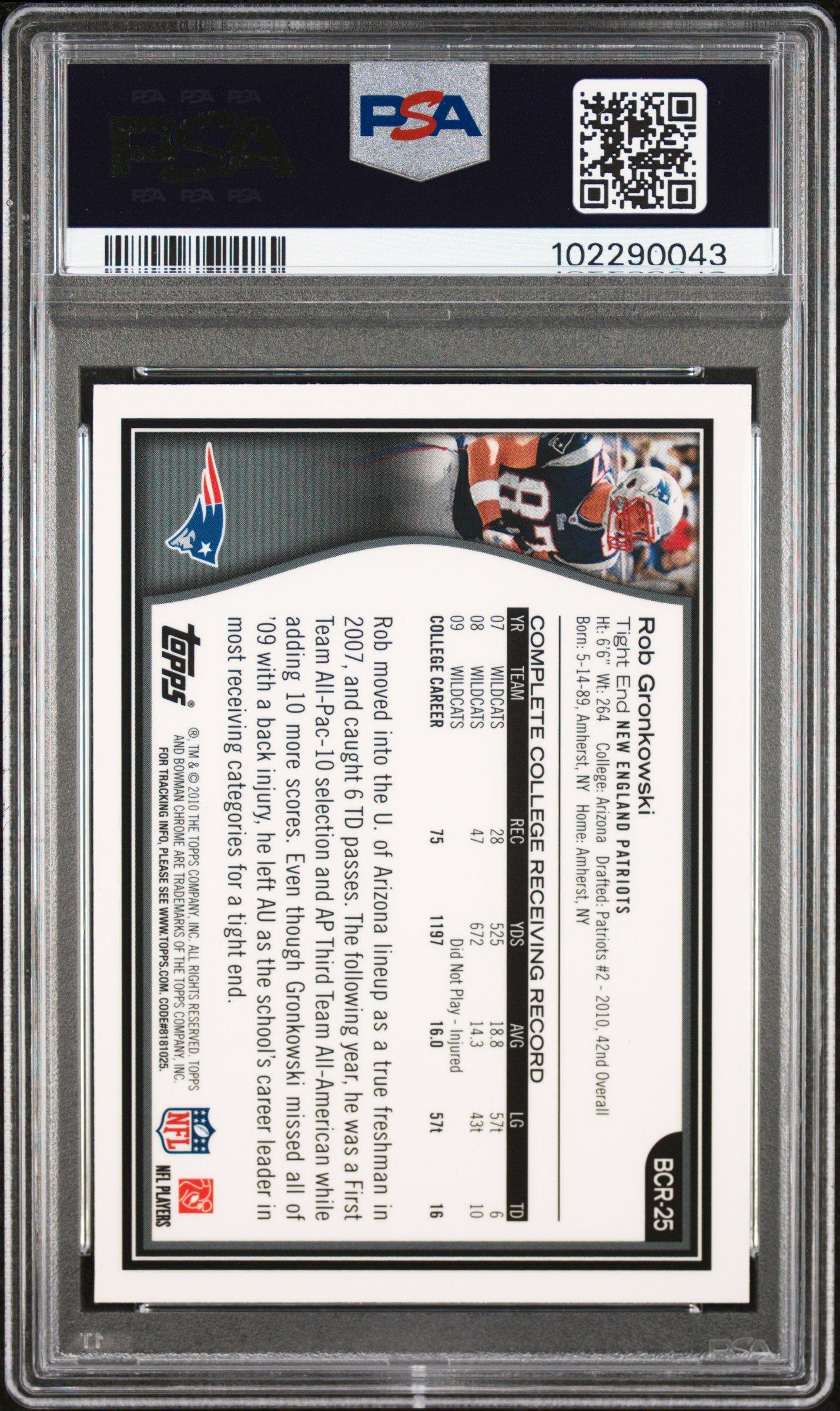 2010 Bowman Chrome Rookie Preview Bcr25 Rob Gronkowski PSA 9