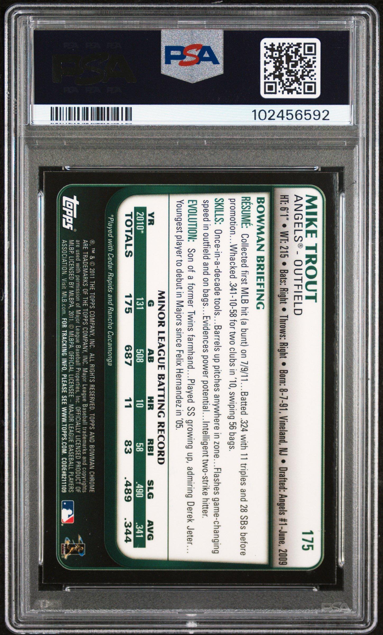 2011 Bowman Chrome 175 Mike Trout PSA 9