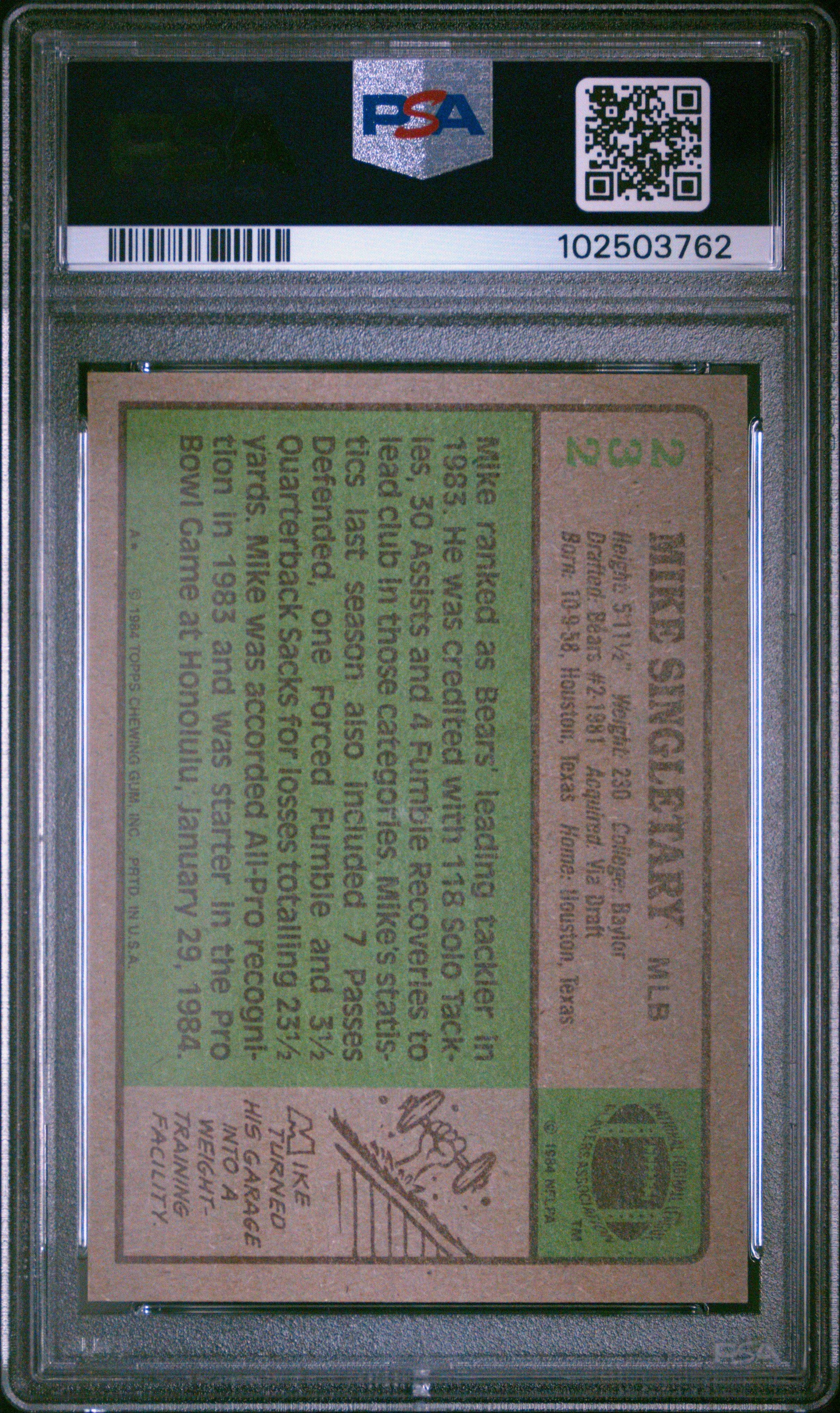 1984 Topps 232 Mike Singletary PSA 10