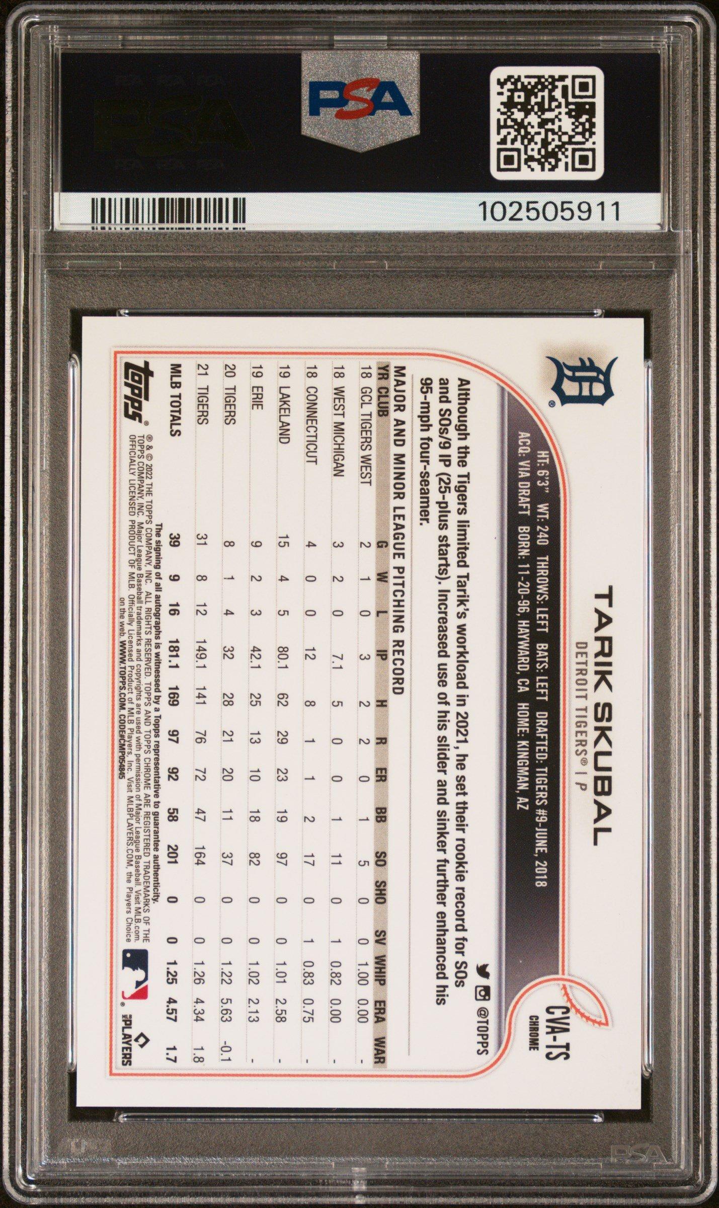 2022 Topps Chrome Veteran Autographs Cvats Tarik Skubal PSA 9