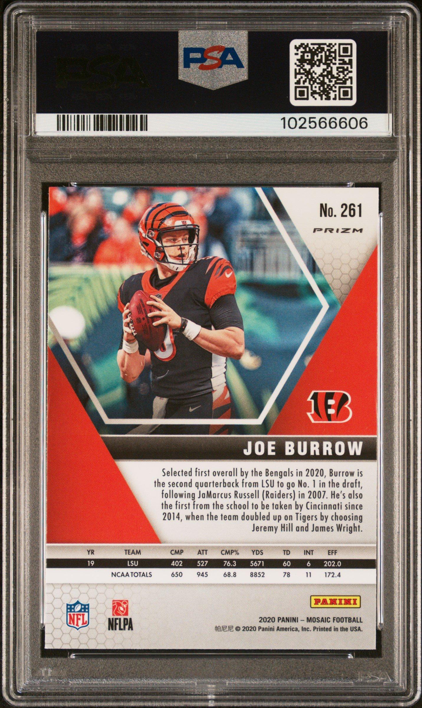 2020 Panini Mosaic Joe Burrow Camo Pink PSA
