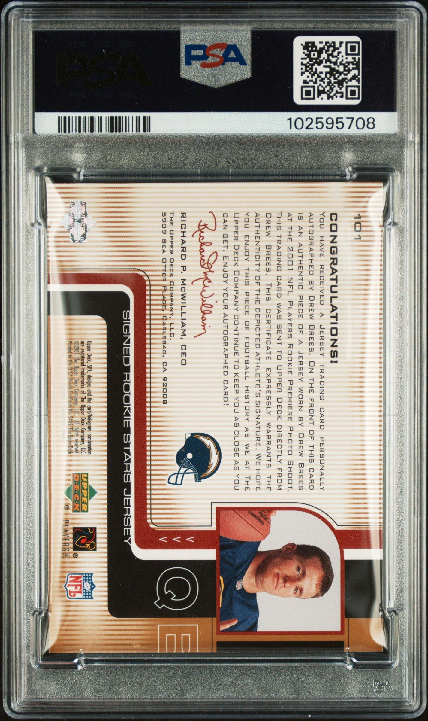 2001 Spx 101 Drew Brees Signed Jersey-gold PSA 9