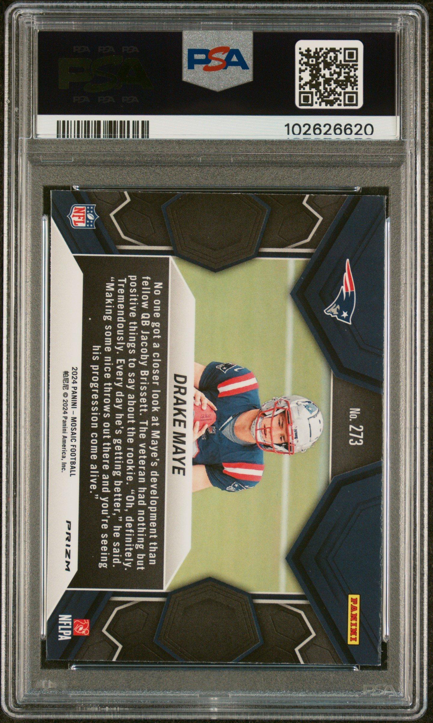 2024 Panini Mosaic 273 Drake Maye Reactive Blue PSA 10