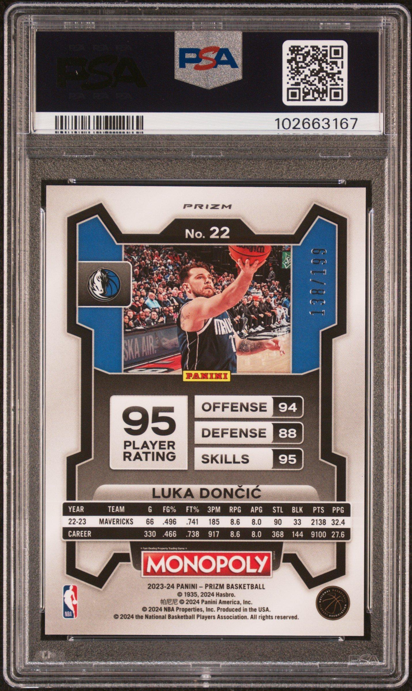 2023 Panini Prizm Monopoly 22 Luka Doncic Light Blue PSA 10