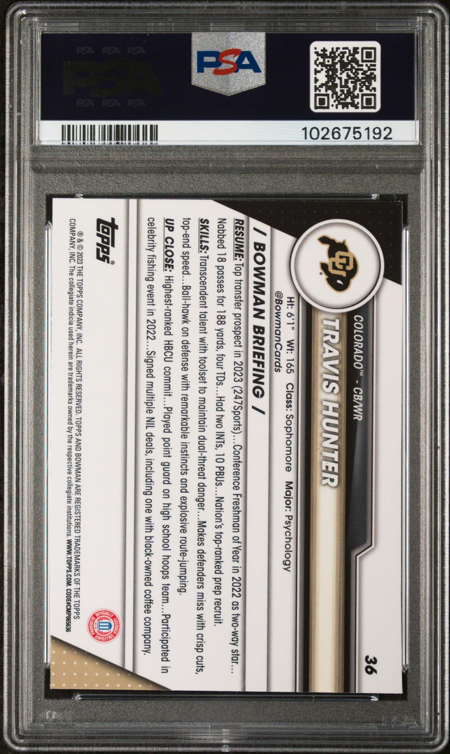 2023 Bowman University Chrome 36 Travis Hunter PSA