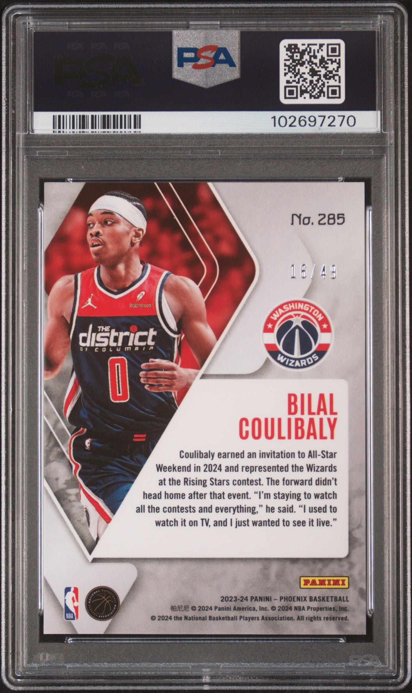 2023 Panini Phoenix 285 Bilal Coulibaly Yellow PSA 10