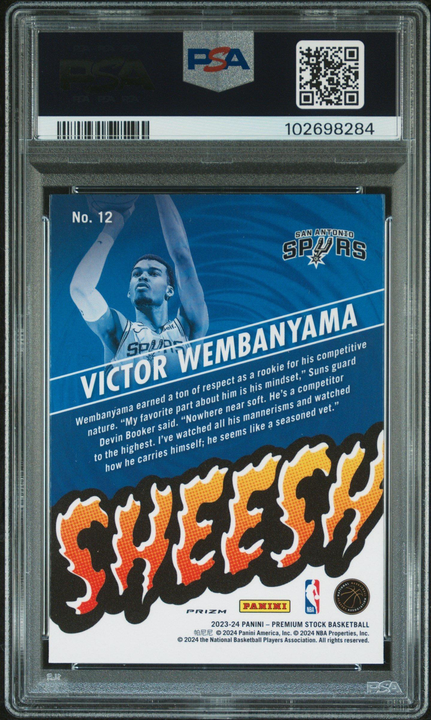 2023 Panini Hoops Premium Stock Sheesh 12 Victor Wembanyama Silver Prizm PSA 10