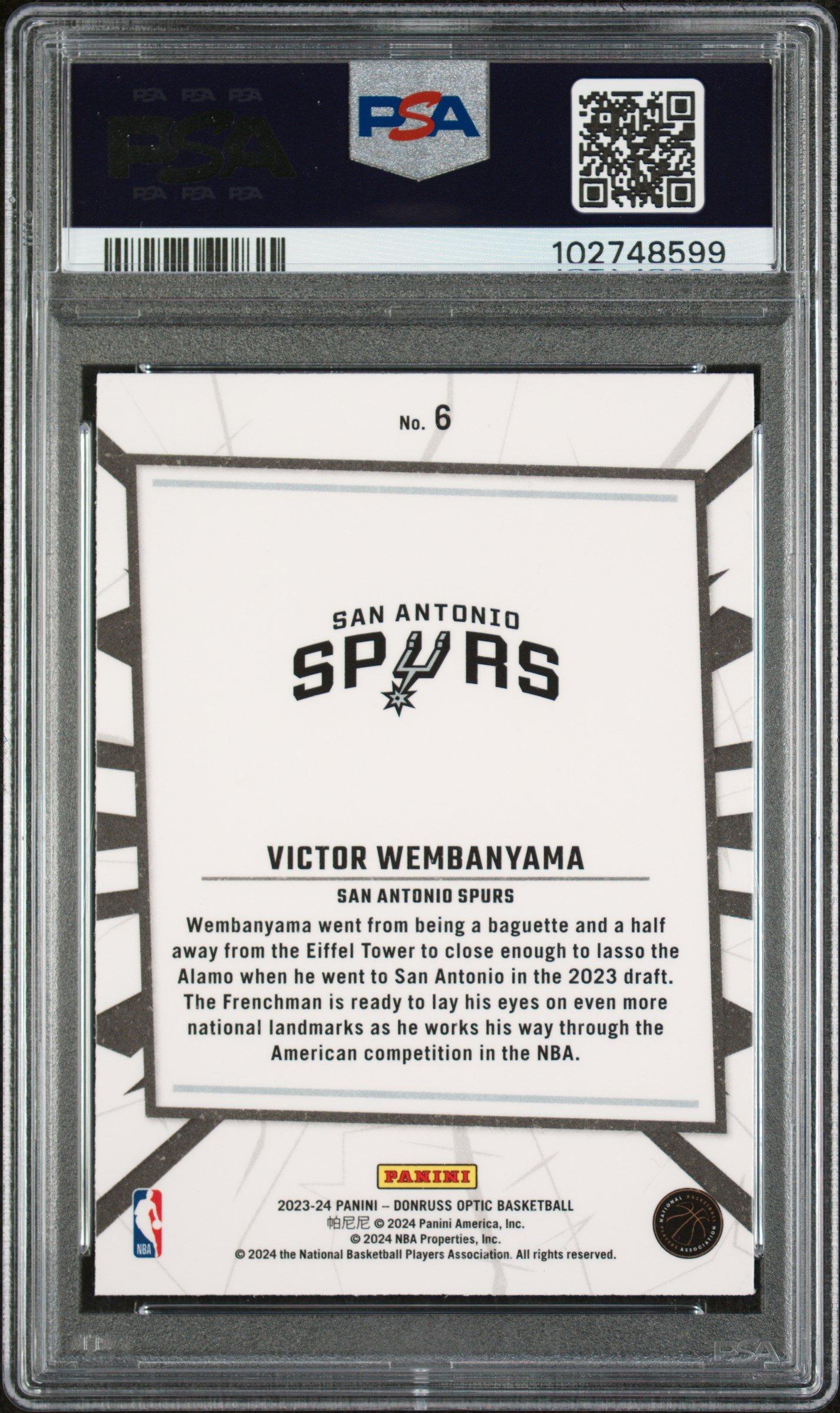 2023 Panini Donruss Optic My House 6 Victor Wembanyama PSA 10