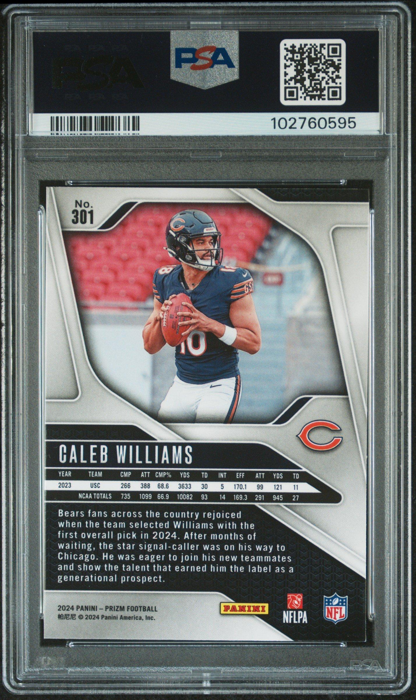 2024 Panini Prizm 301 Caleb Williams PSA 10 Graded Card | GameStop