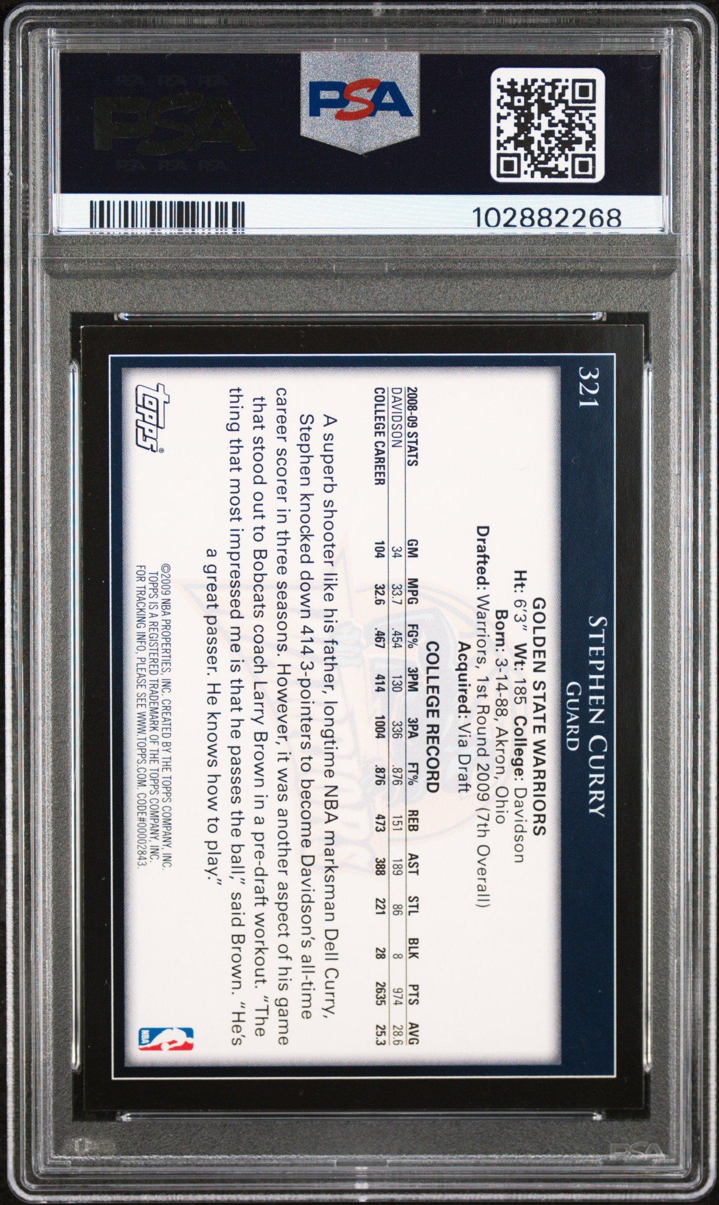 2009 Topps 321 Stephen Curry PSA 8