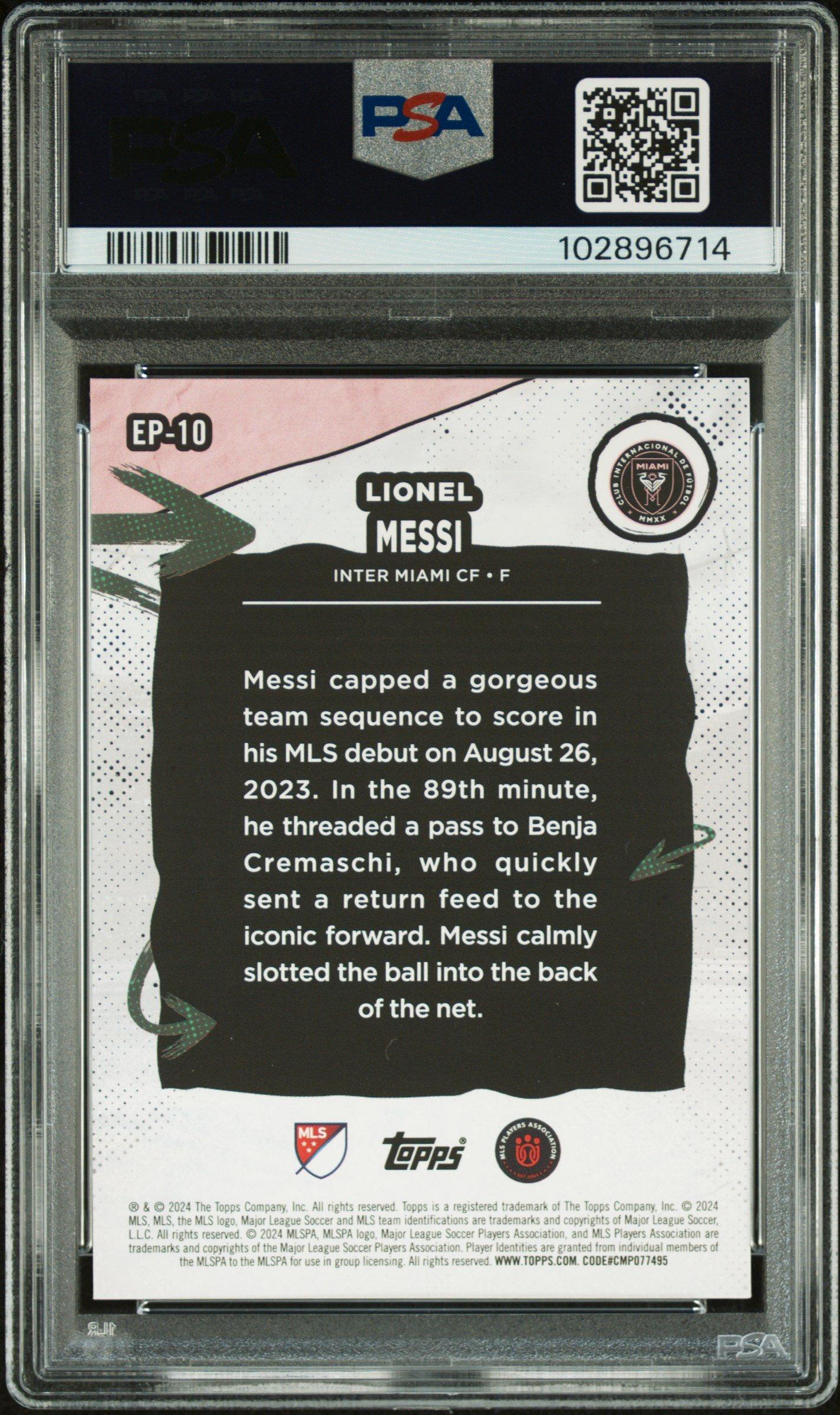 2024 Topps Mls Superstars Epic Performances Ep10 Lionel Messi PSA 