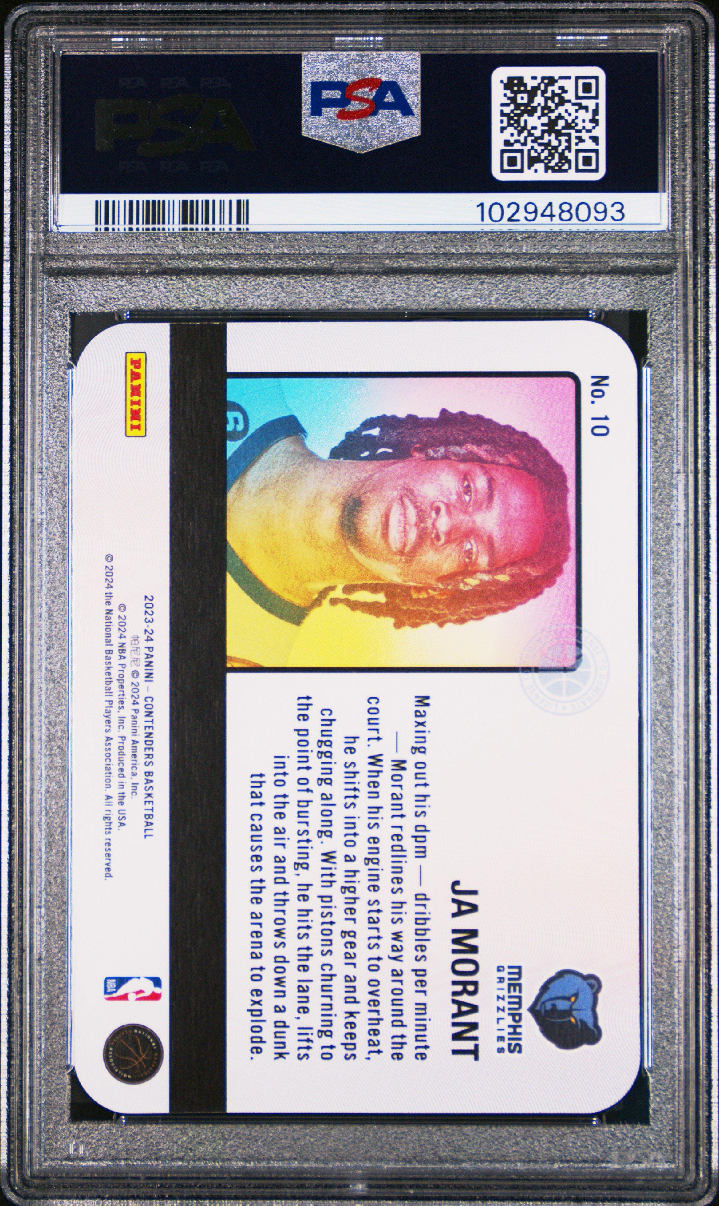 2023 Panini Contenders License To Dominate 10 Ja Morant PSA 10