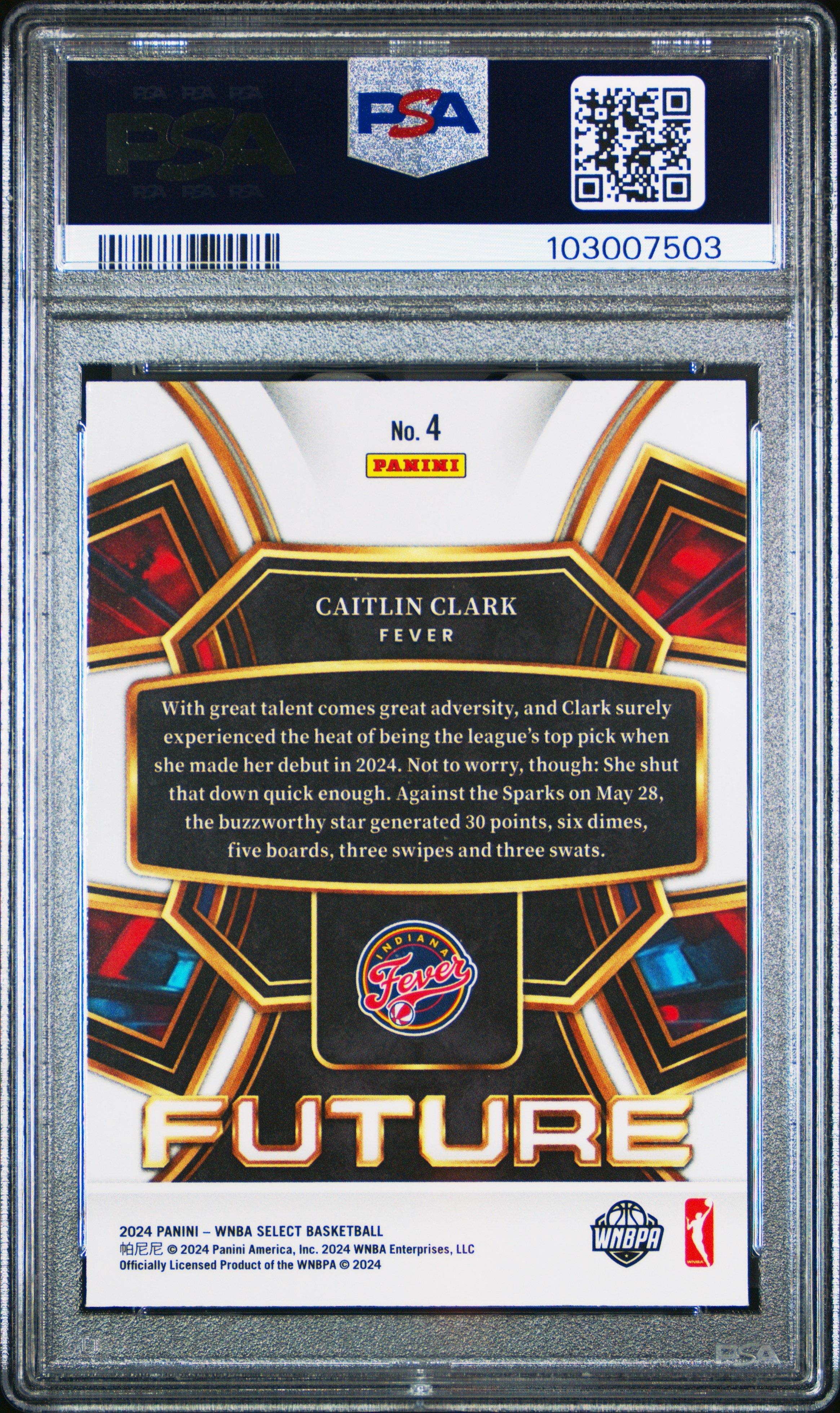 2024 Panini Select Wnba Select Future 4 Caitlin Clark PSA