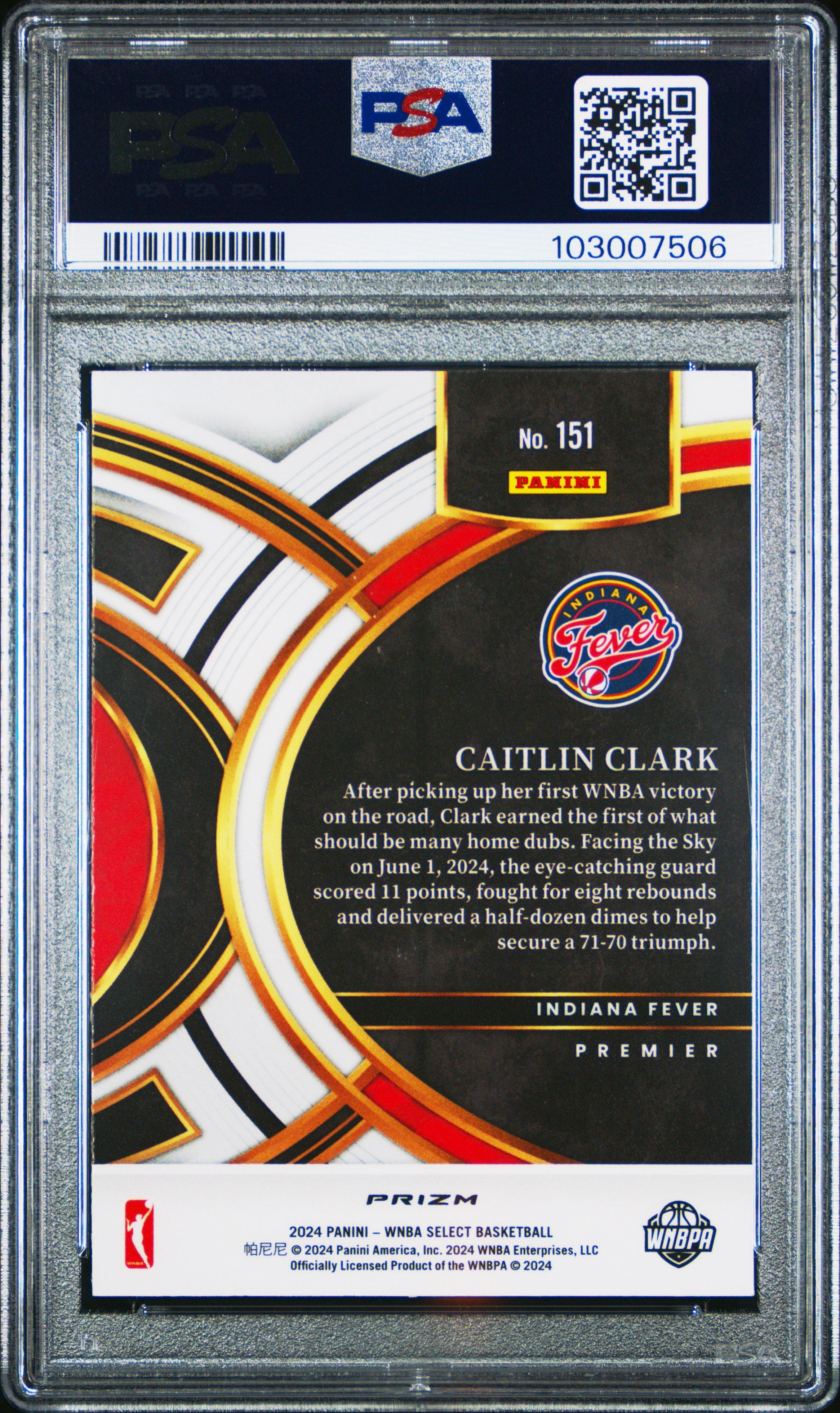 2024 Panini Select Wnba 151 Caitlin Clark Silver Flash PSA 10