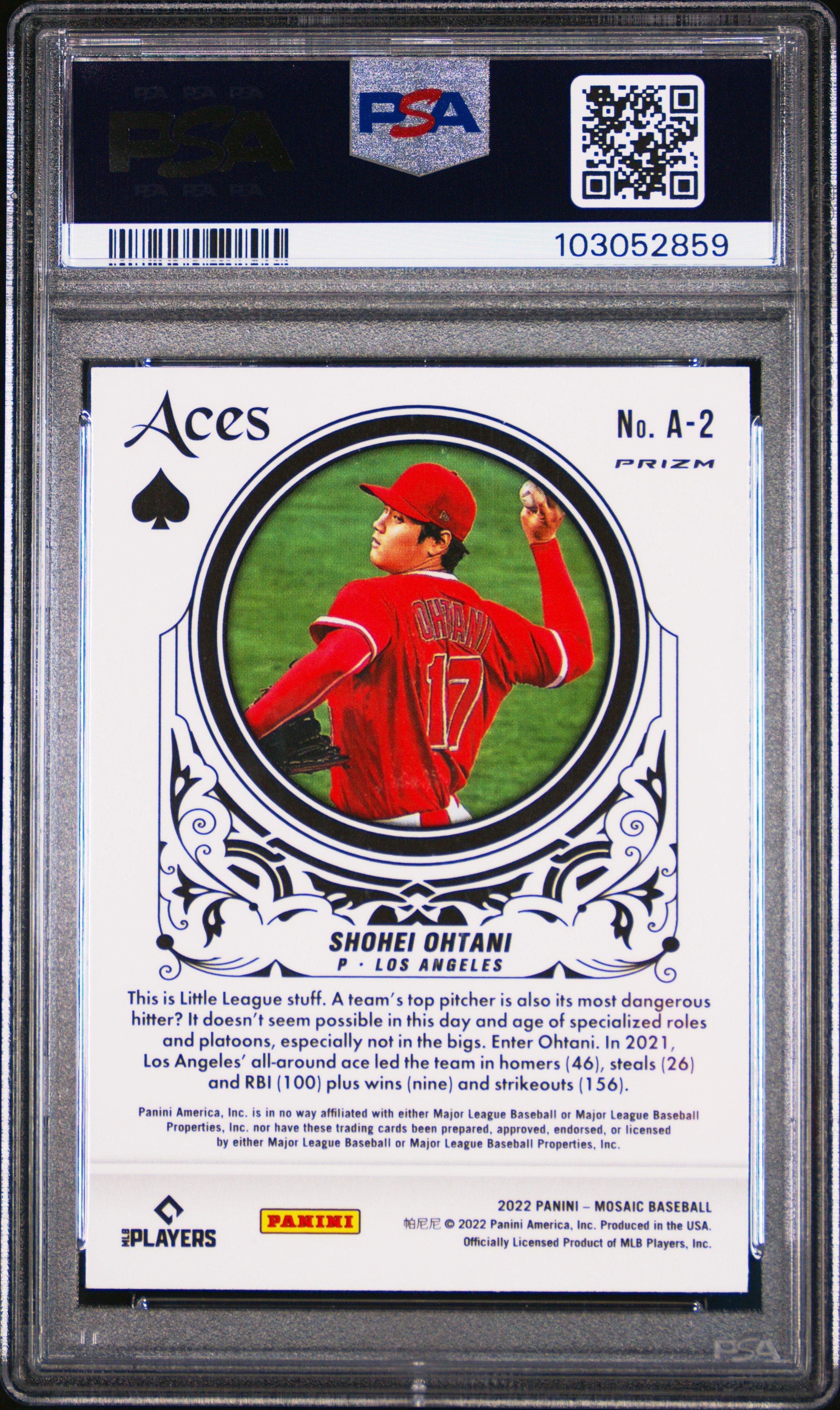 Shohei 2022 Panini Mosaic Aces A2 Shohei Ohtani Mosaic PSA 10 Graded Card