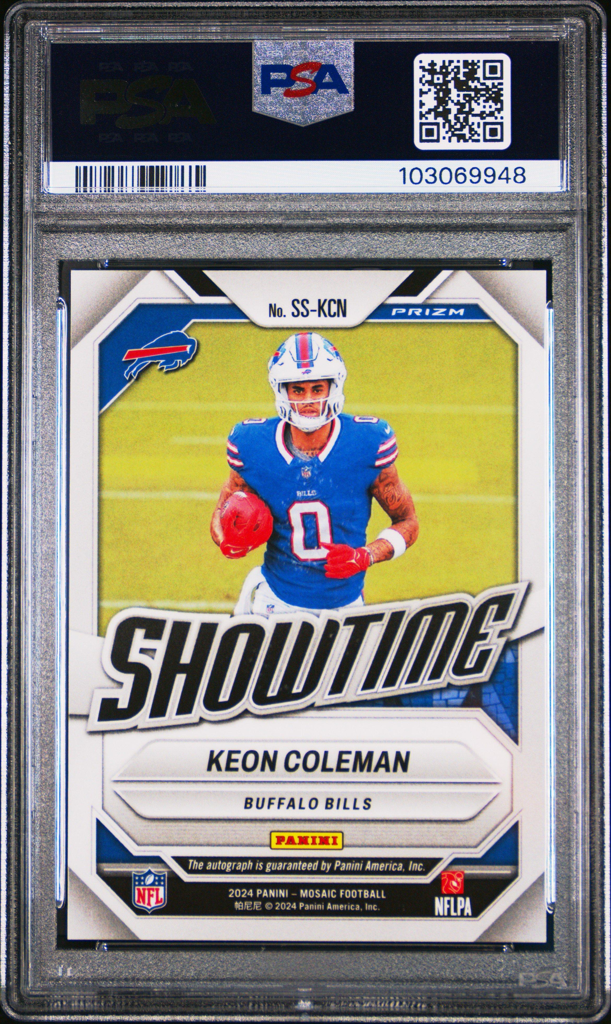 2024 Panini Mosaic Showtime Signatures Sskcn Keon Coleman Fusion Red & Yellow Choice PSA 10