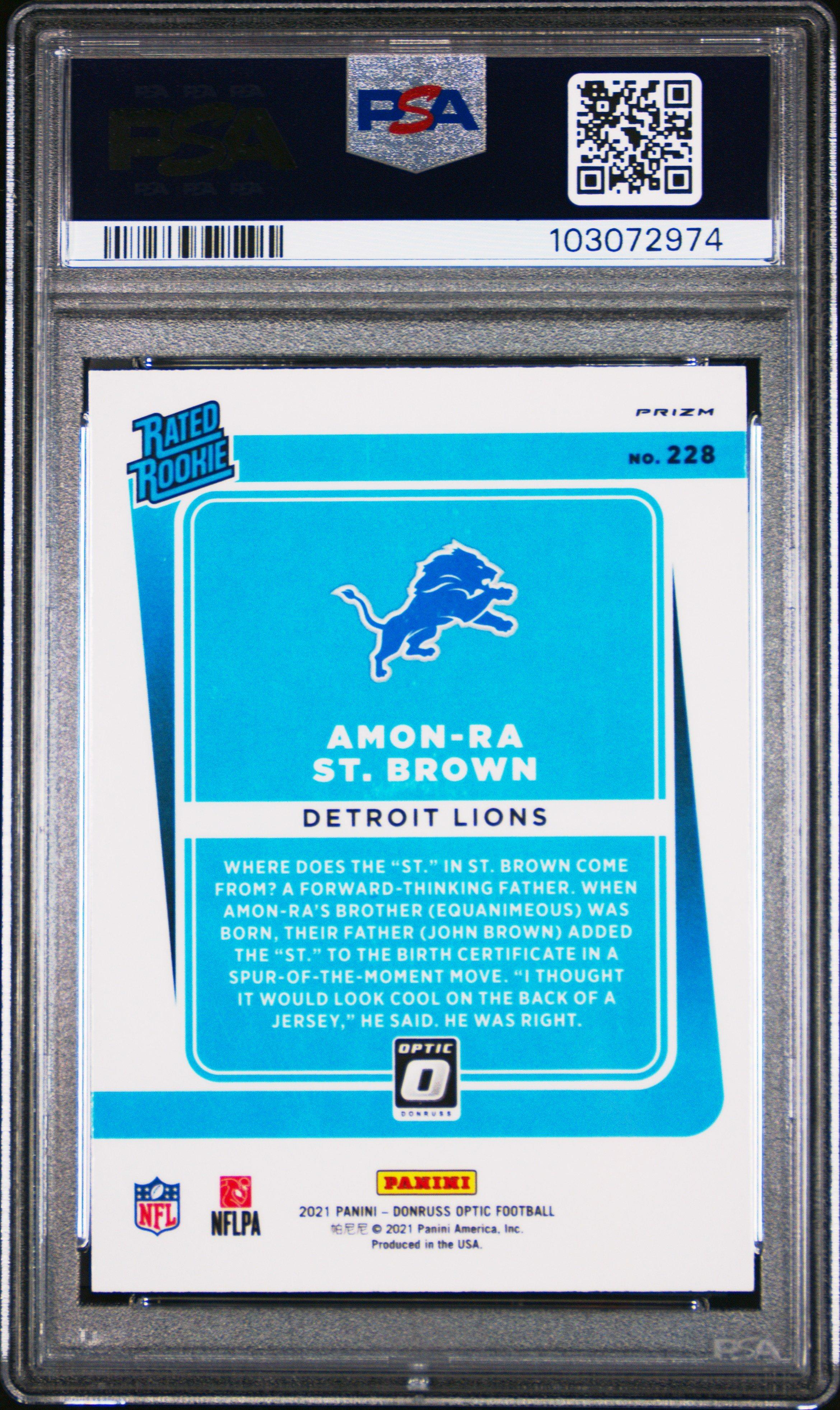 2021 Panini Donruss Optic 228 Amon-ra St. Brown Blue Scope PSA