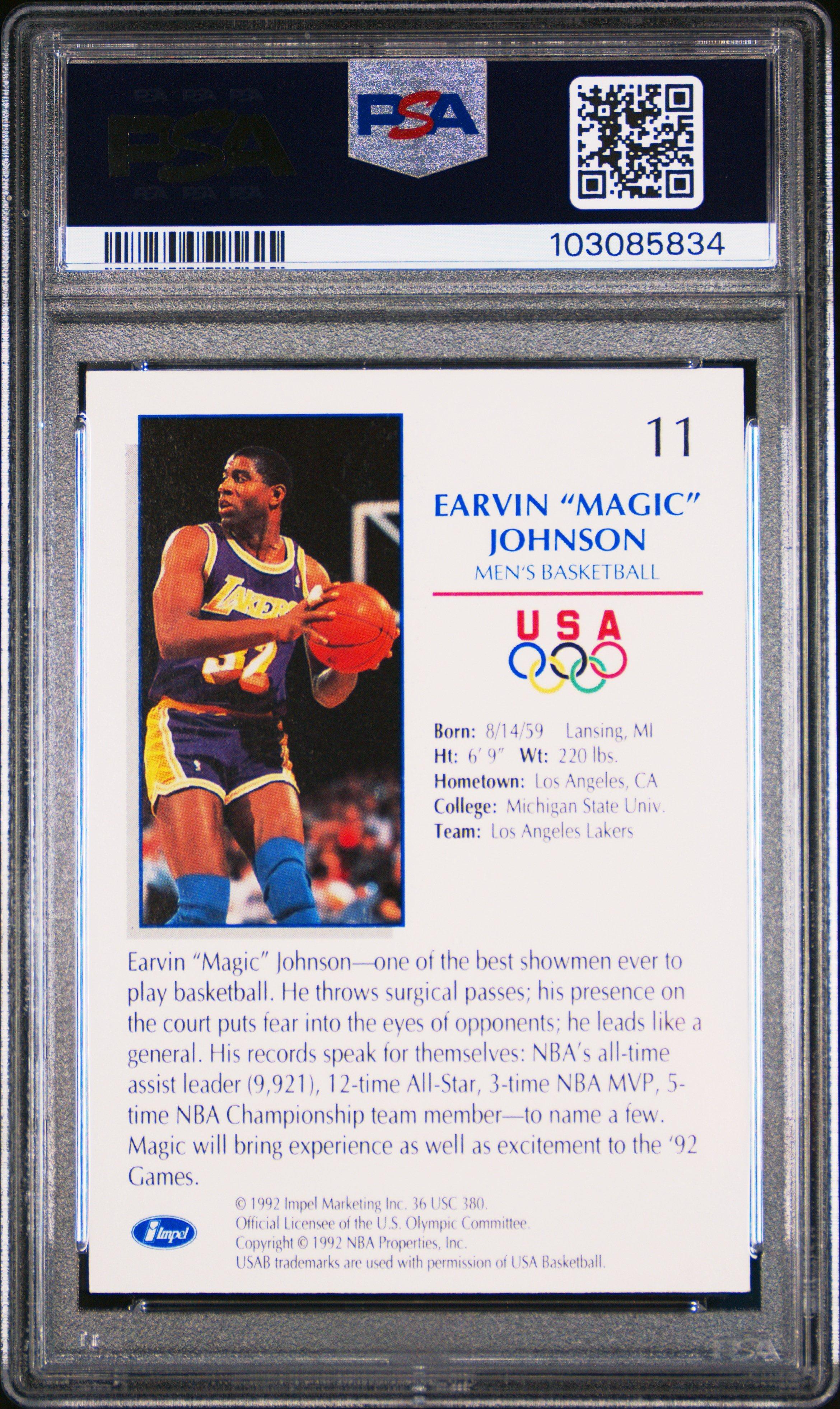 1992 Impel Olympicards 11 Magic Johnson Basketball PSA 10