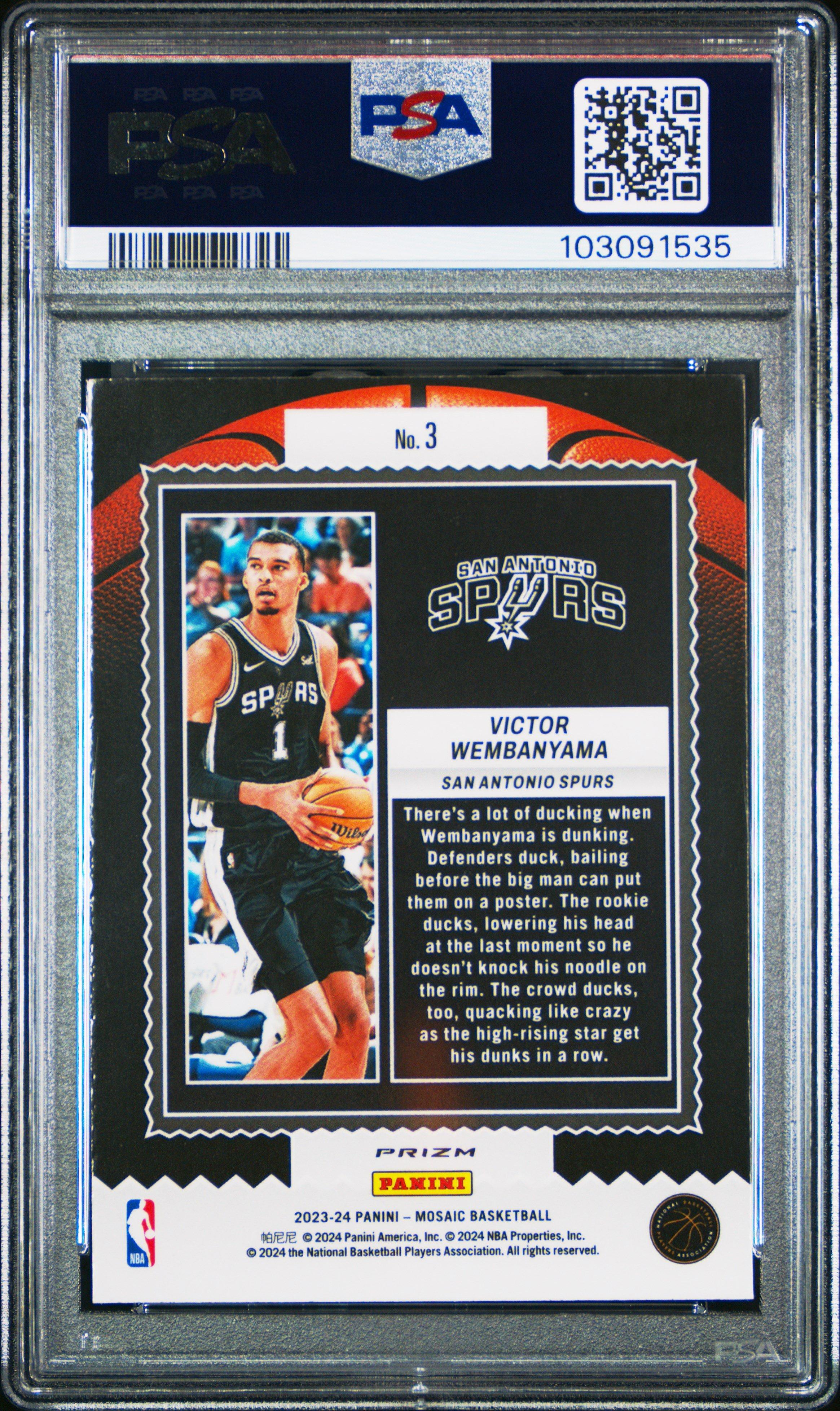 2023 Panini Mosaic Jam Masters 3 Victor Wembanyama Mosaic PSA 10