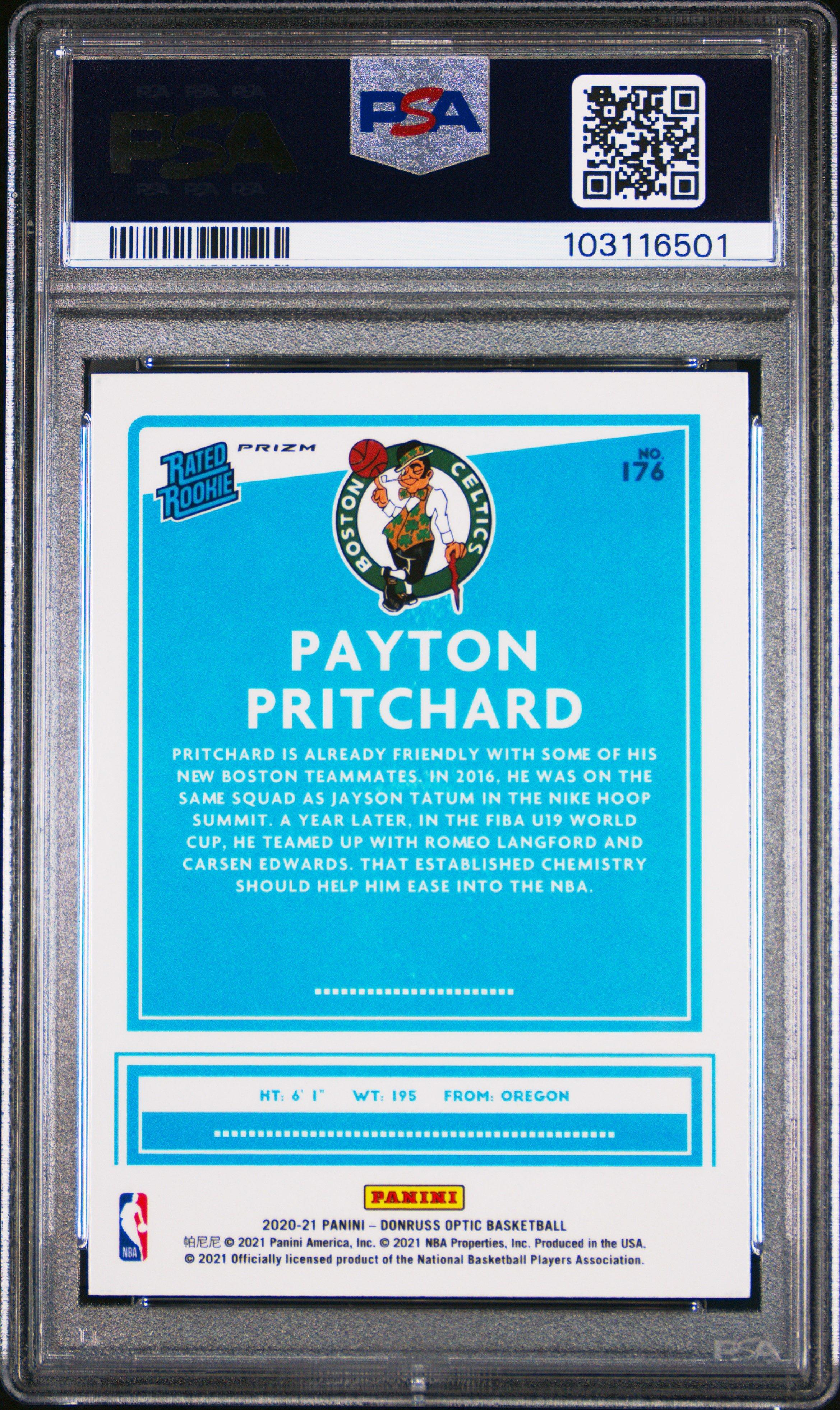 2020 Panini Donruss Optic 176 Payton Pritchard Blue Velocity PSA 10