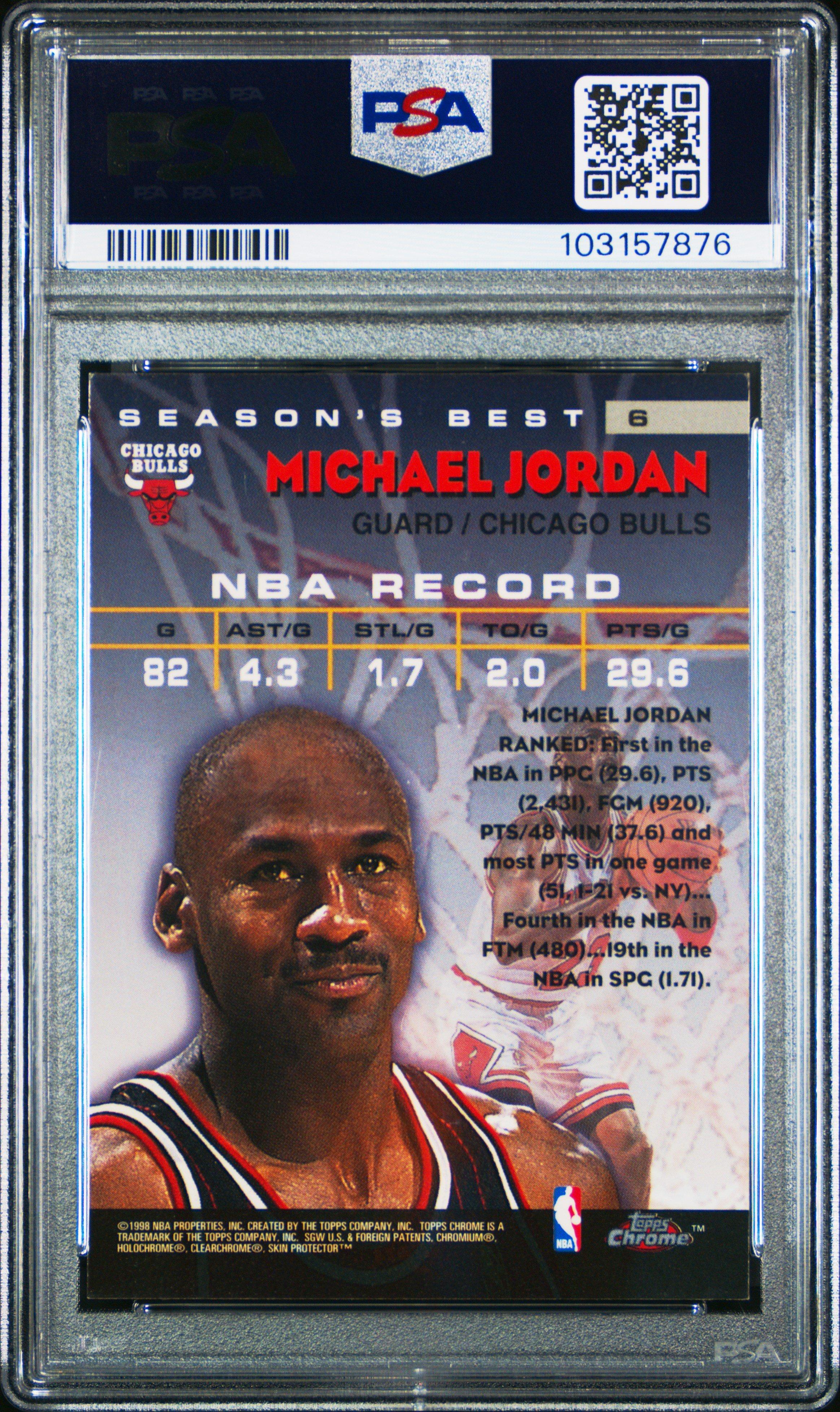 1997 Topps Chrome Season's Best 6 Michael Jordan PSA 8