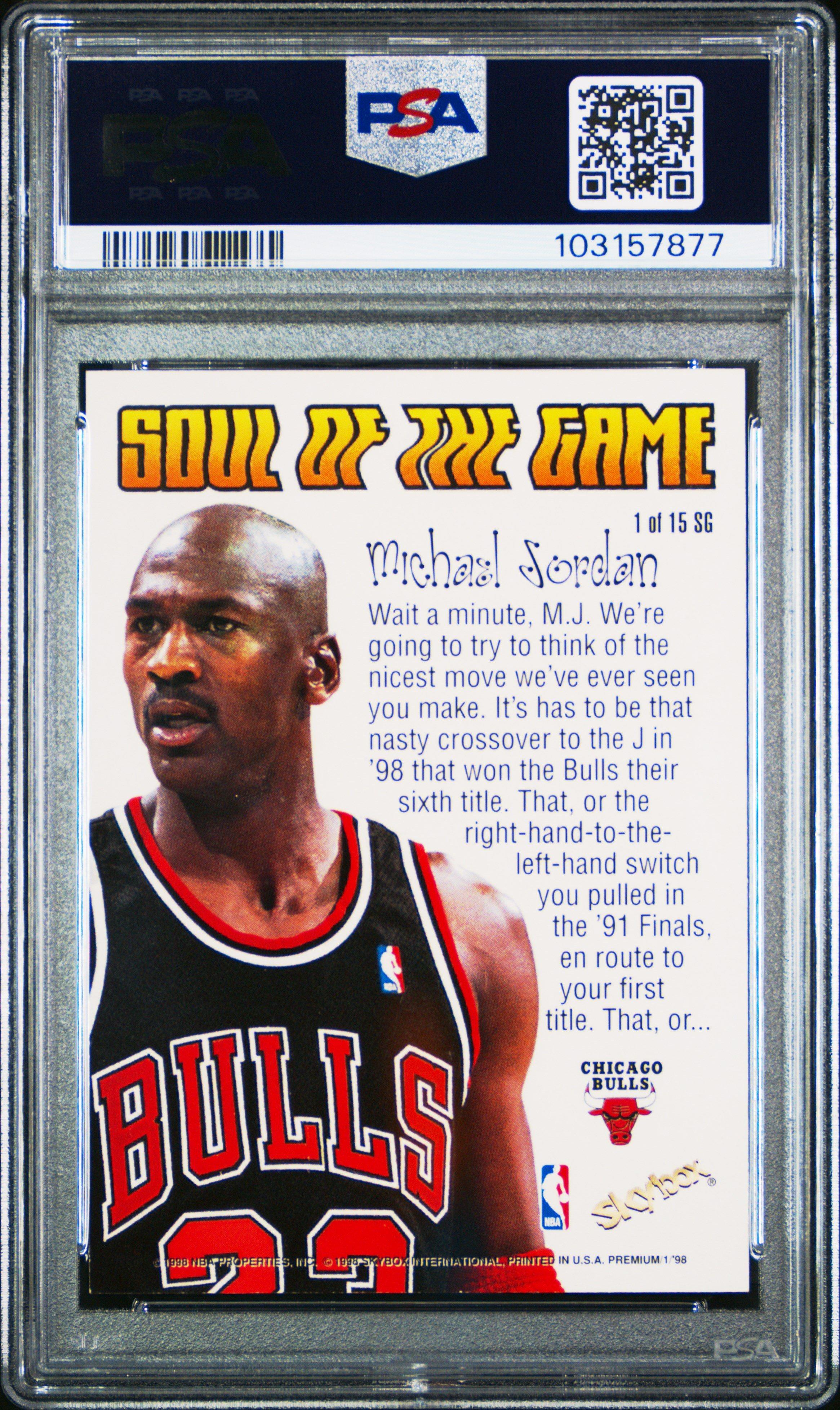 1998 Skybox Premium Soul Of The Game 1 Michael Jordan PSA 8