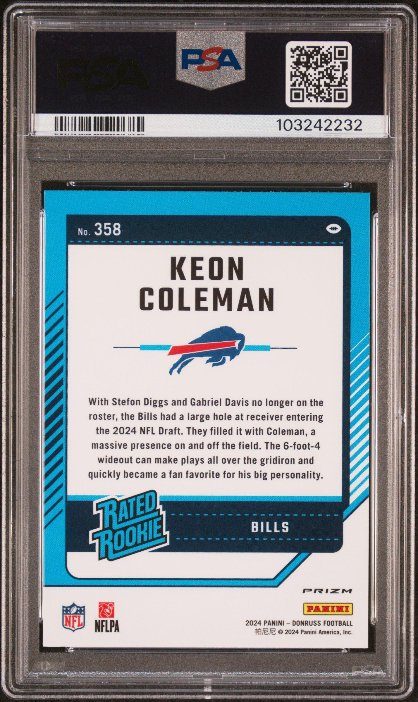 2024 Panini Donruss 358 Keon Coleman Optic Preview-red Pandora PSA 10