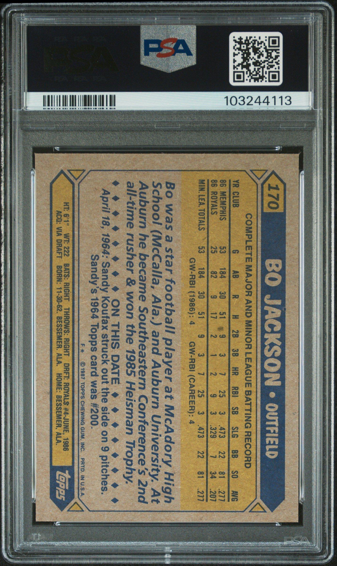 1987 Topps 170 Bo Jackson Future Stars PSA