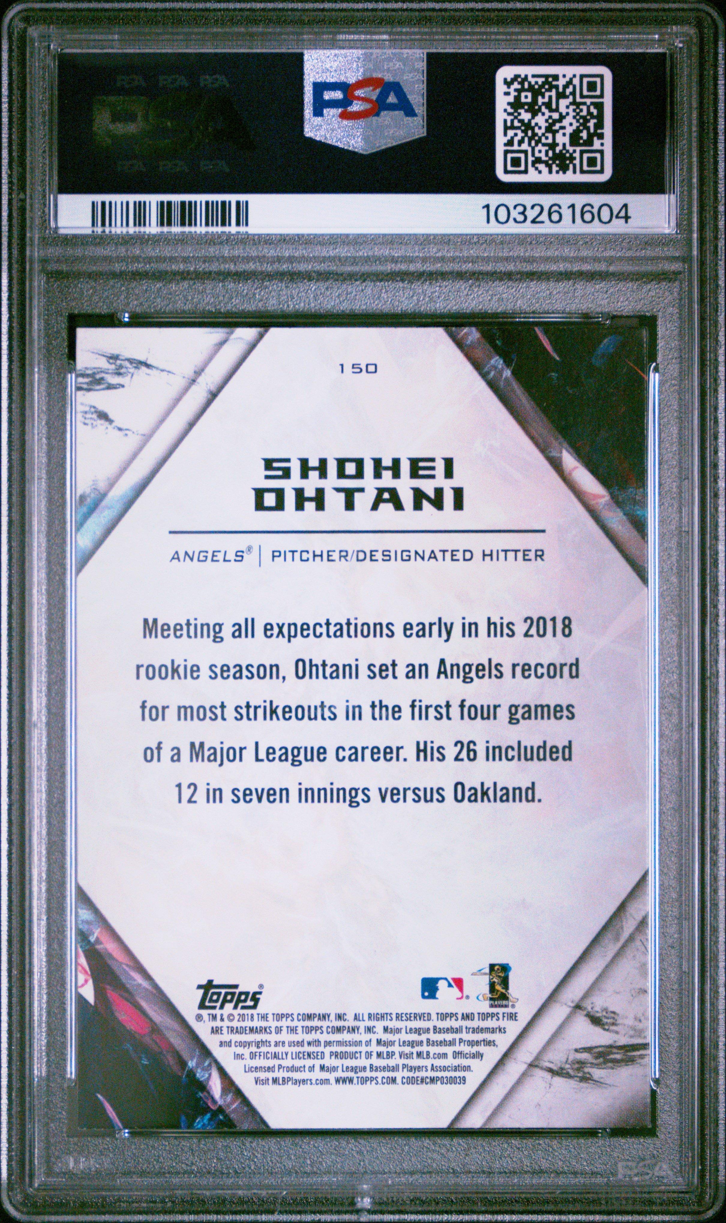 2018 Topps Fire 150 Shohei Ohtani PSA